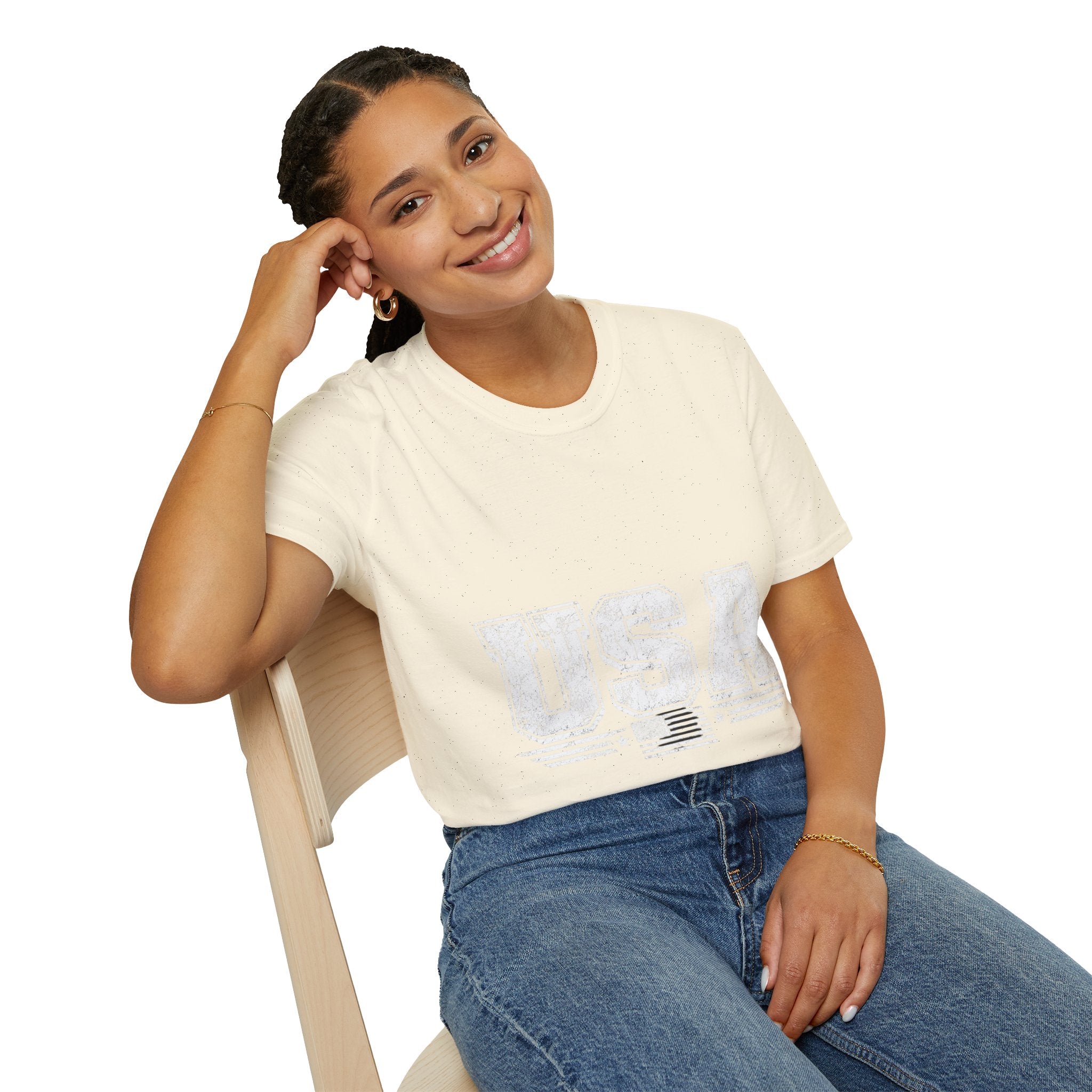 USA Vintage Block T-Shirt — Patriotic Americana Graphic Tee