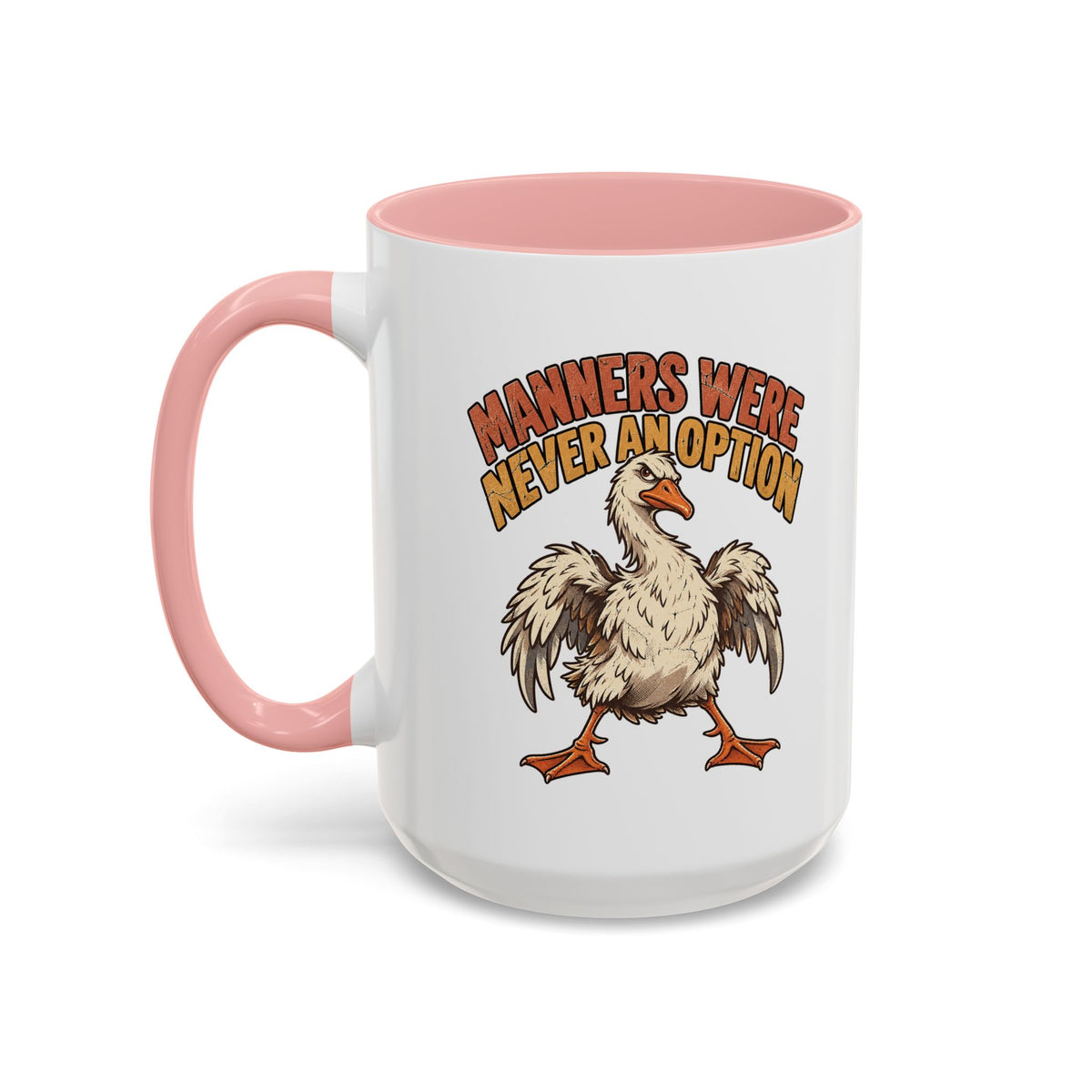 Coffee Mug — "Manners Were Never An Option" Funny Rude Chicken Accent Mug