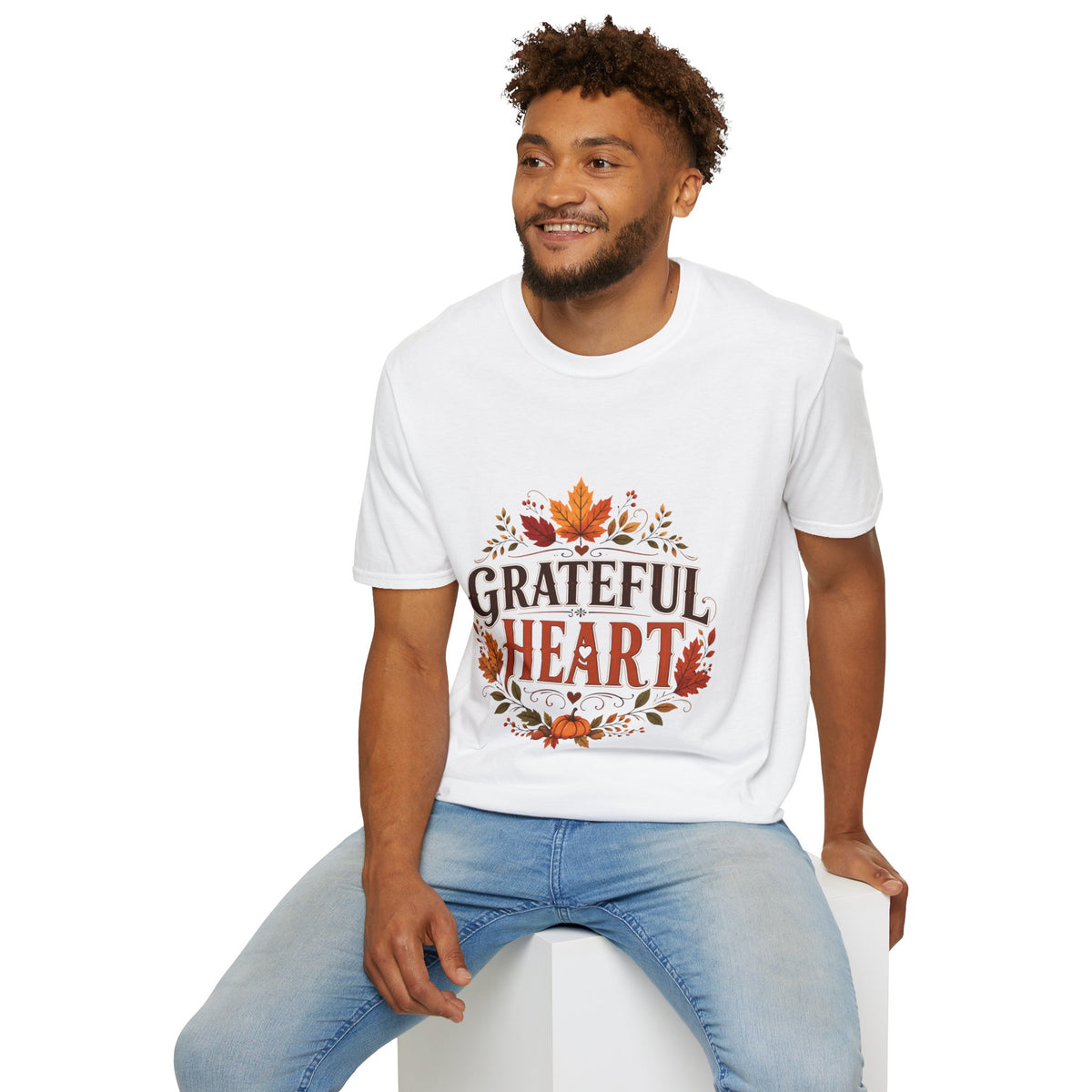 Thanksgiving T-Shirt Grateful Heart T-Shirt — Autumn Leaves Thanksgiving Tee