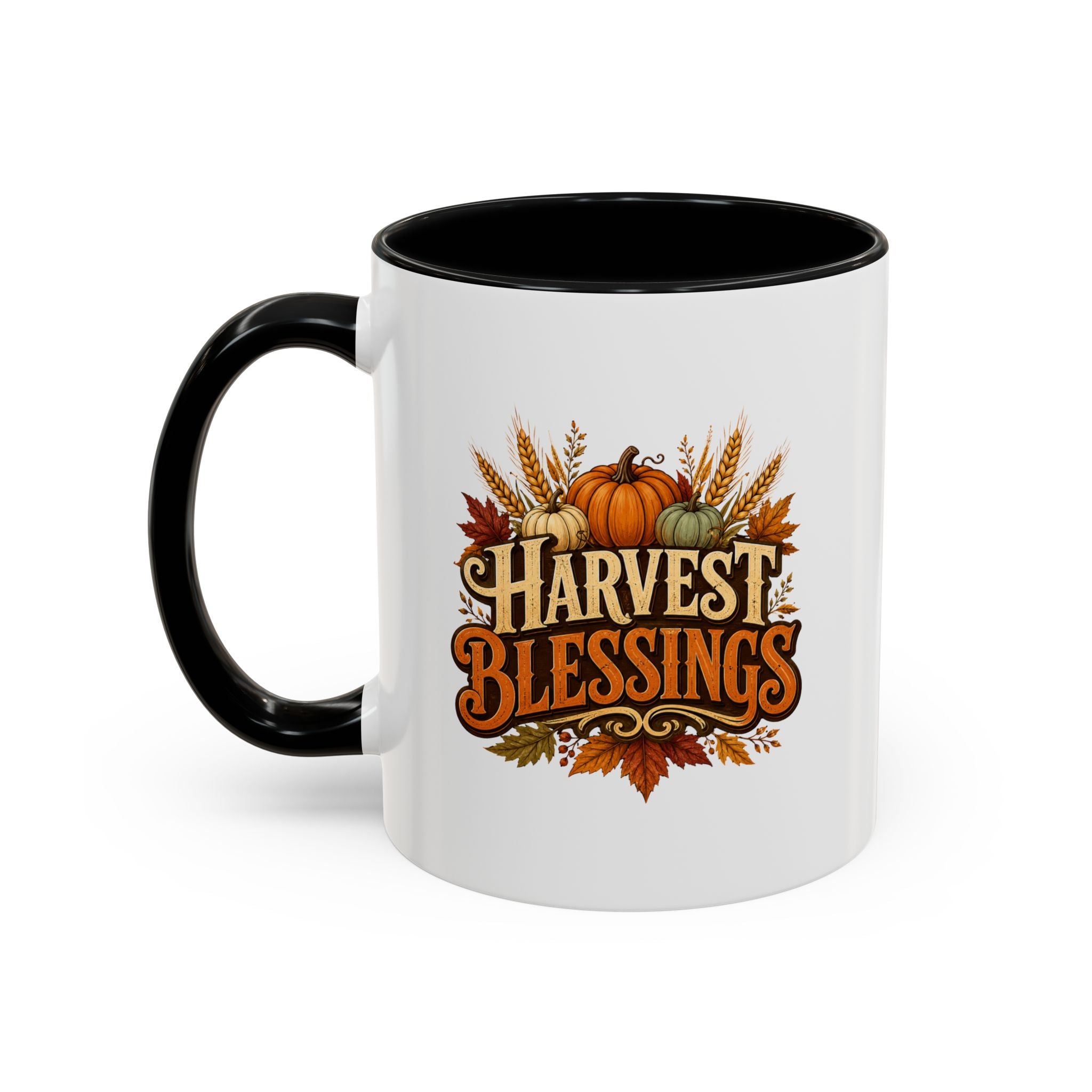 Thanksgiving Mug Harvest Blessings Coffee Mug — Fall Pumpkin & Wheat Thanksgiving Mug