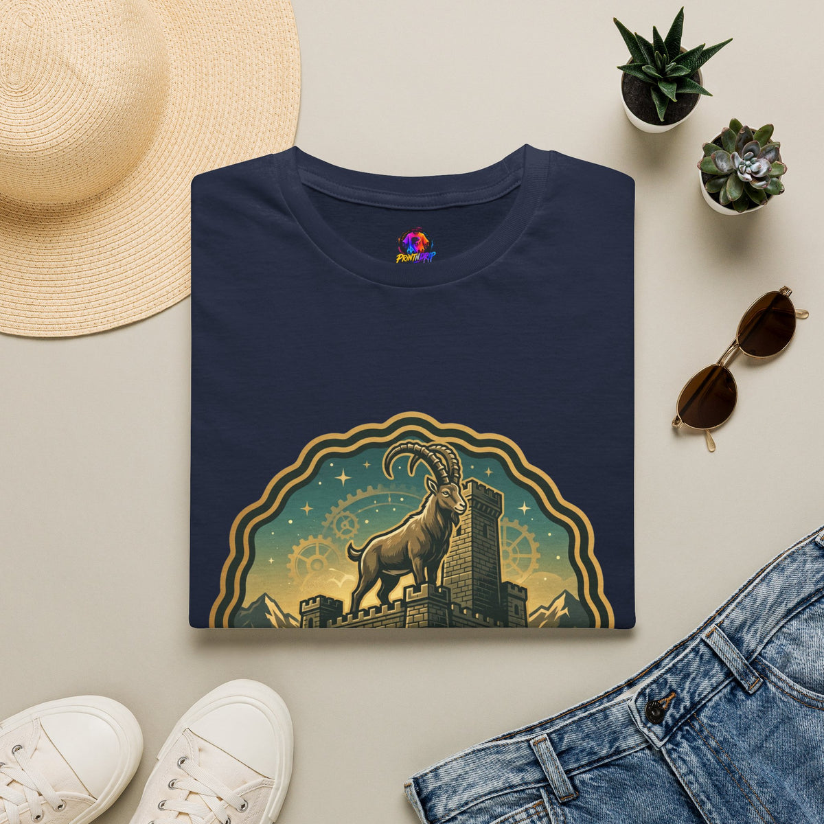 Silent Moves, Loud Results Goat Graphic Tee — Motivational Mountain Goat Shirt