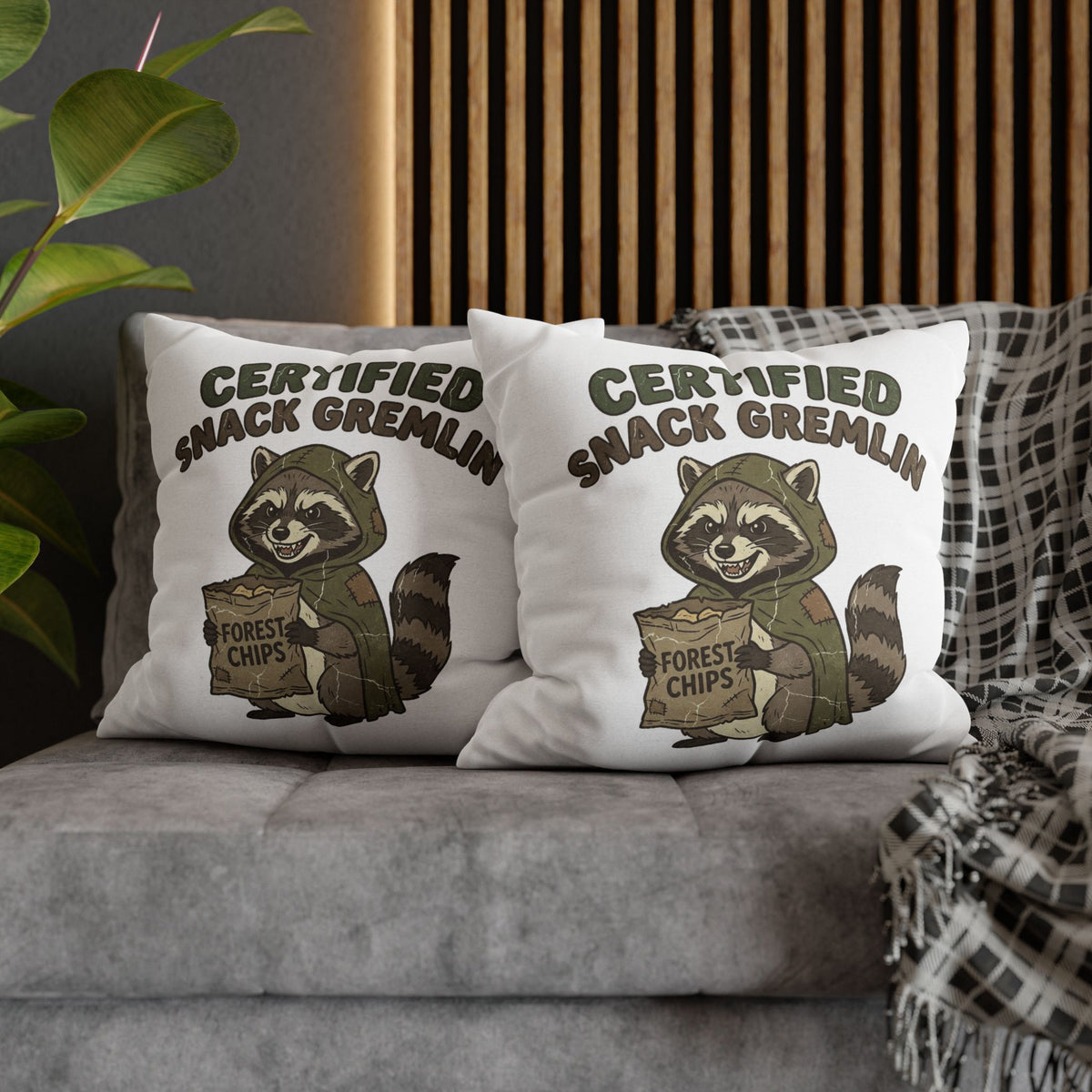 Funny Certified Snack Gremlin Raccoon Throw Pillowcase