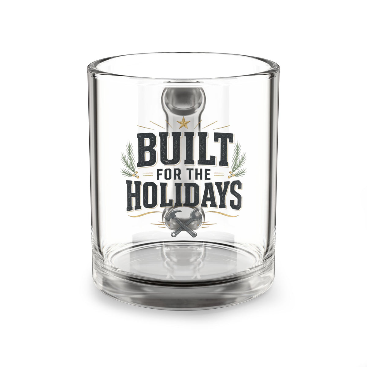Christmas Glass Mug  Built for the Holidays Glass Mug – 10oz Festive Whiskey/Coffee Tumbler Gift