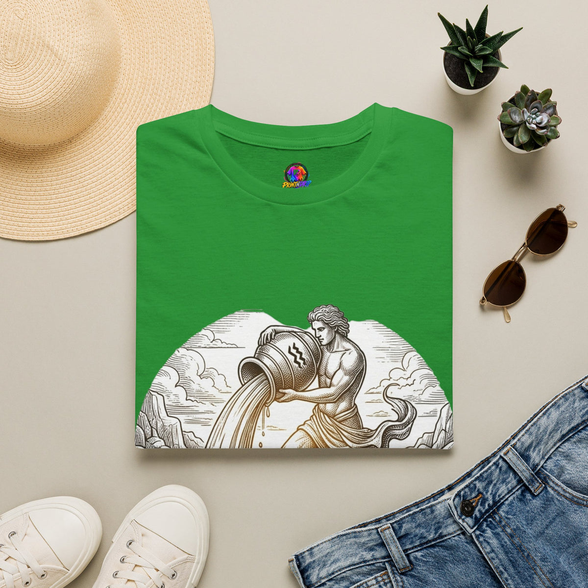 Aquarius Zodiac T-Shirt — Vintage Water Bearer Astrology Tee