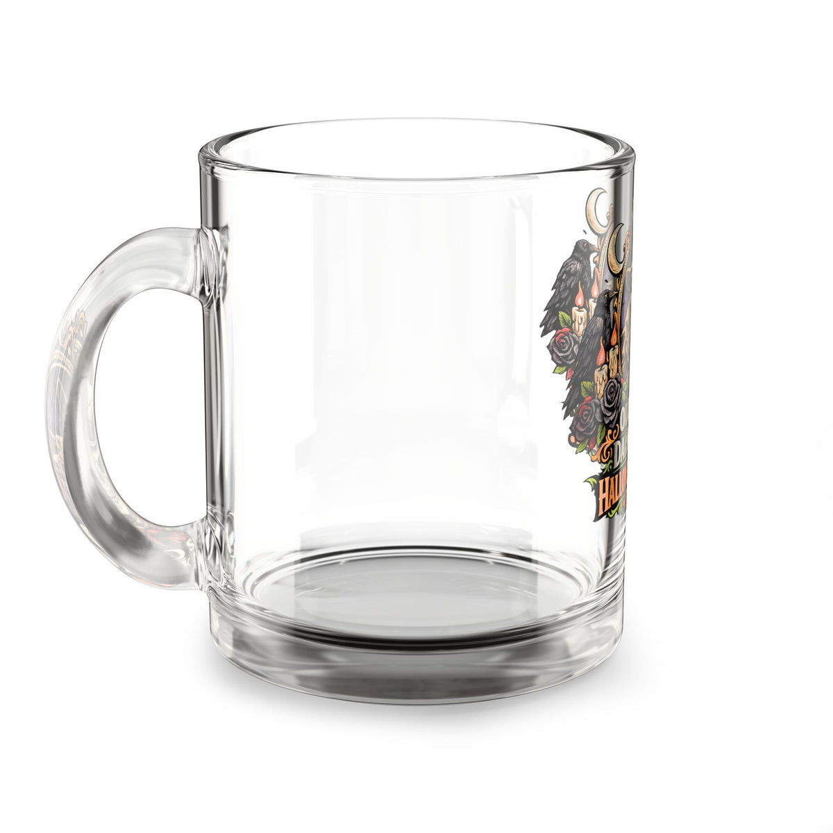 Halloween Glass Mug 10 oz  Halloween Skull Glass Mug — "Old Soul, Dark Night. Halloween Forever" 10oz