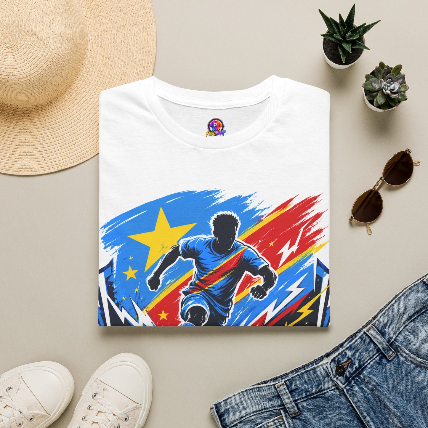 Congo Soccer T-Shirt — Congo Blue Rise Football Fan Tee