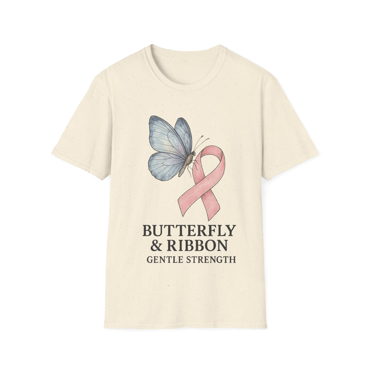 Butterfly and Ribbon Gentle Strength Graphic Tee, Pink Ribbon Breast Cancer T-Shirt - Trending Now - September 2026