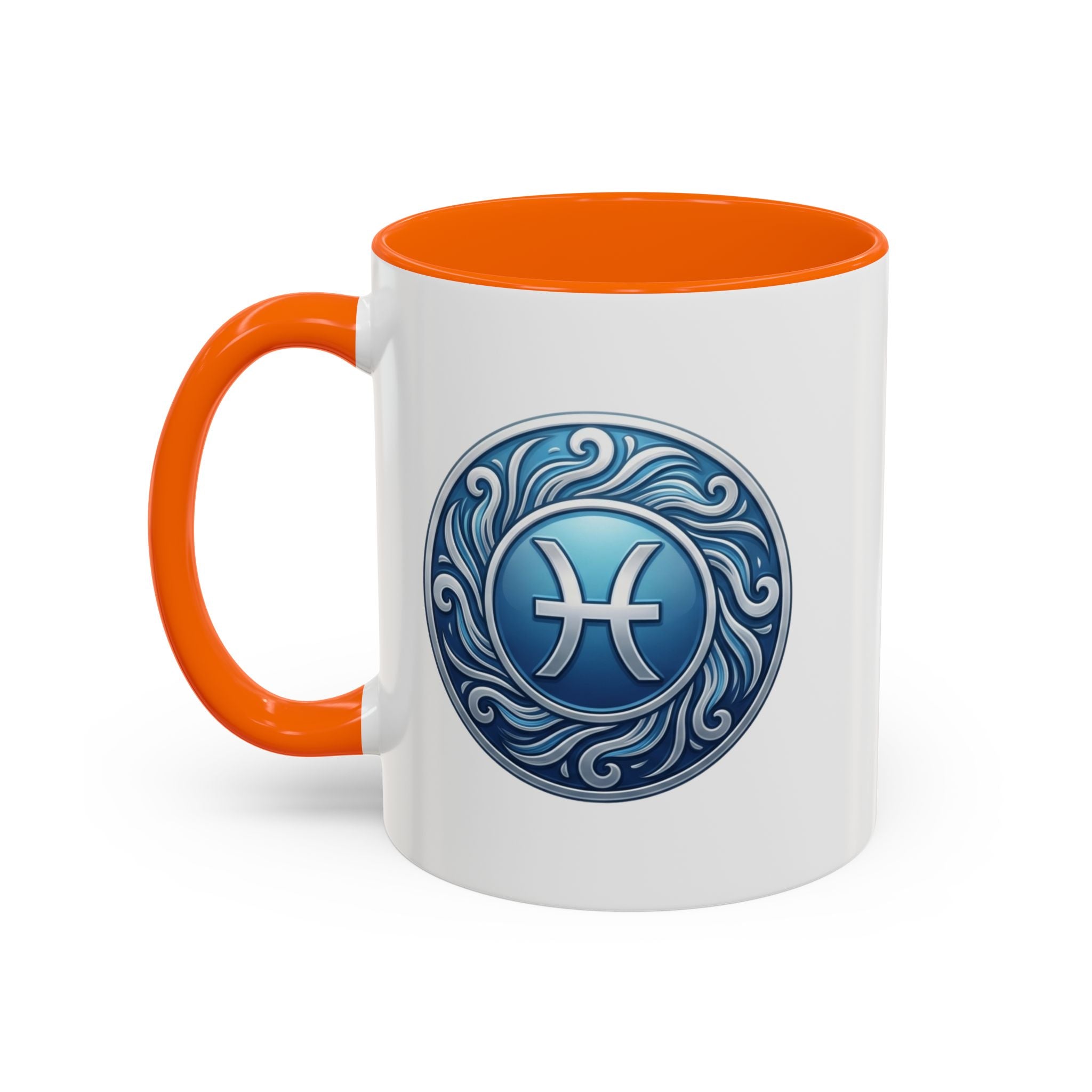 Pisces Zodiac Coffee Mug — Blue Astrological Symbol Accent Mug