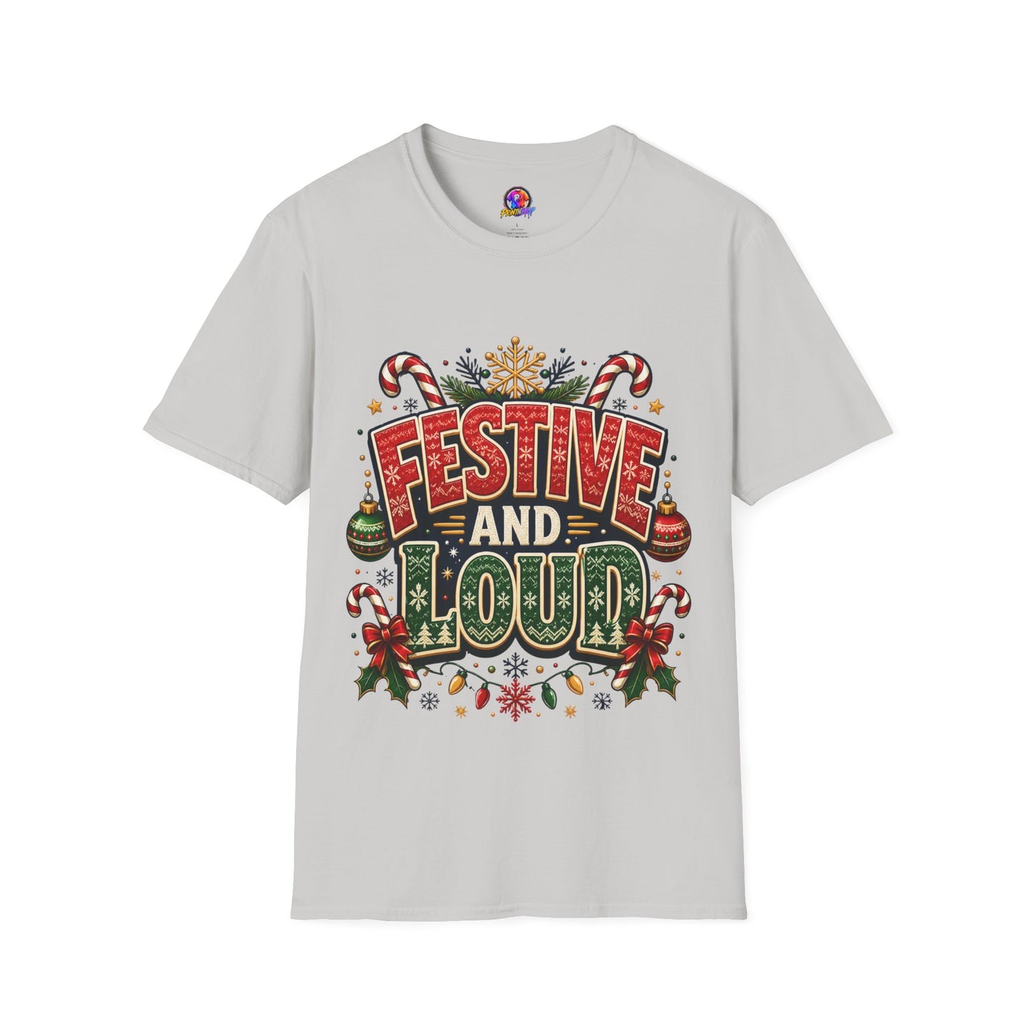 Festive and Loud Holiday T-Shirt — Christmas Candy Cane Graphic Tee