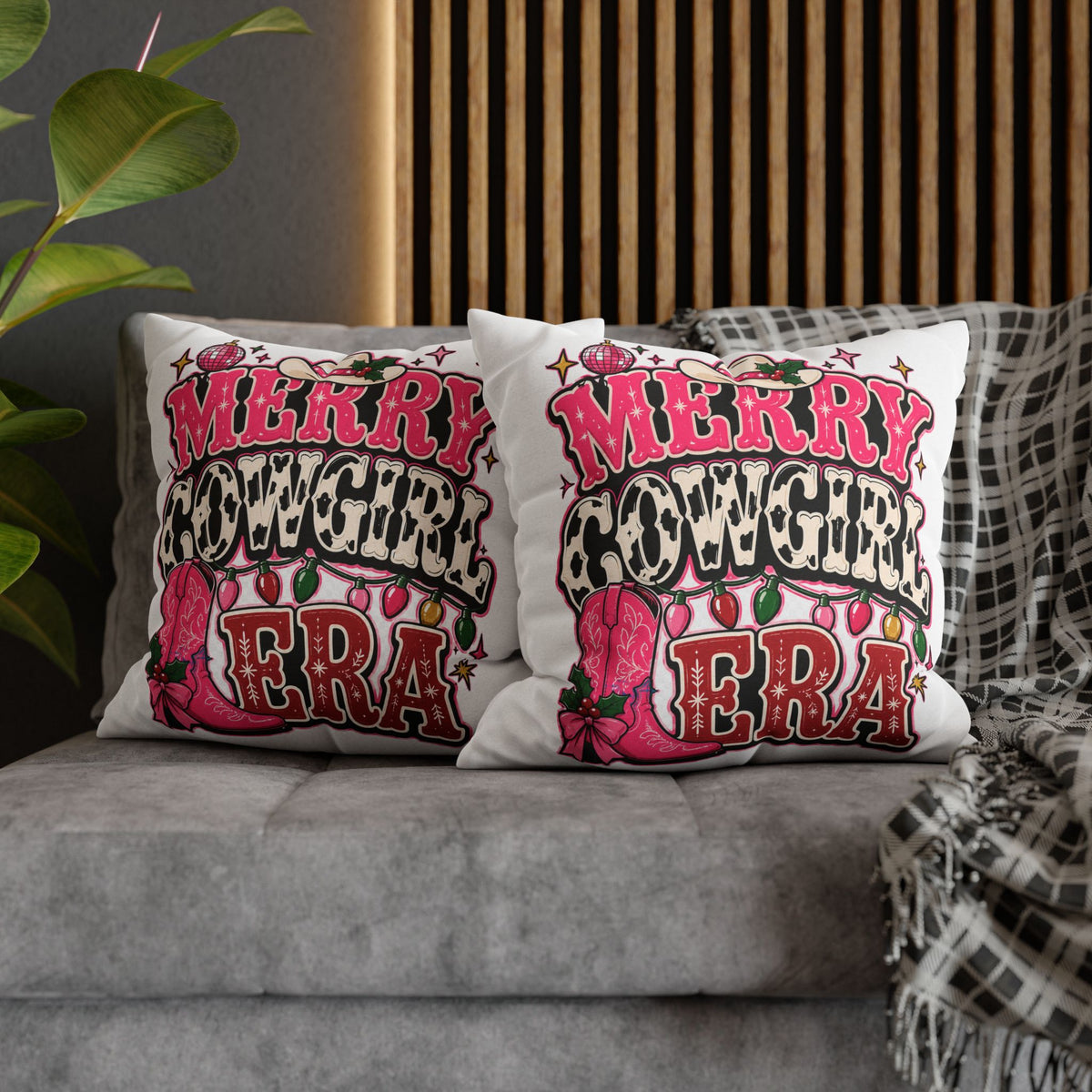Merry Cowgirl Christmas Pillowcase Modern Day Christmas
