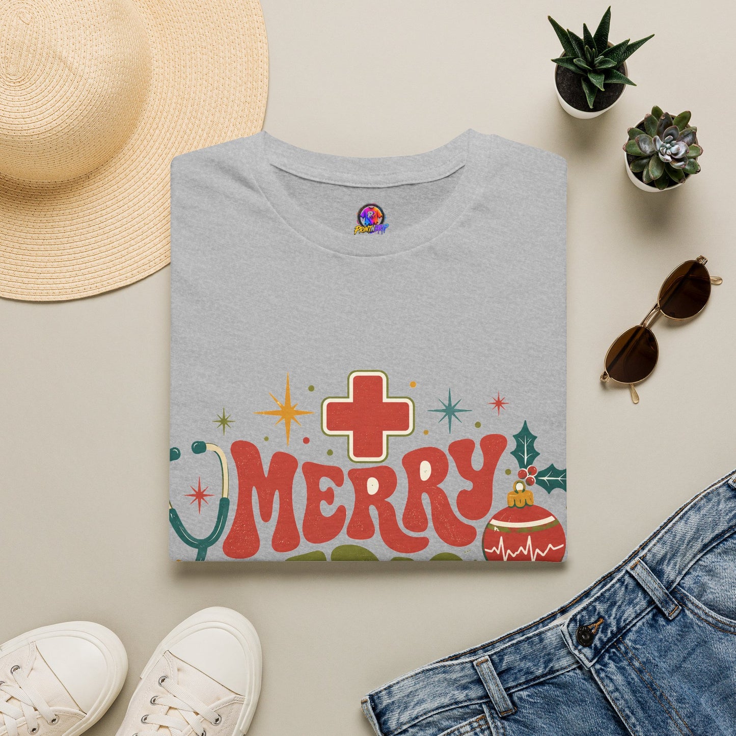 Merry Medical Mood T-Shirt — Christmas Nurse & Healthcare Holiday Tee
