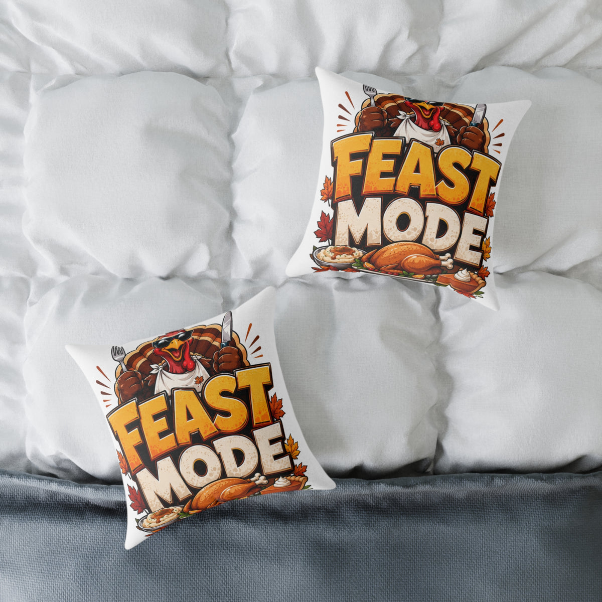 Thanksgiving Feast Mode Throw Pillow — Thanksgiving Turkey Holiday Decor