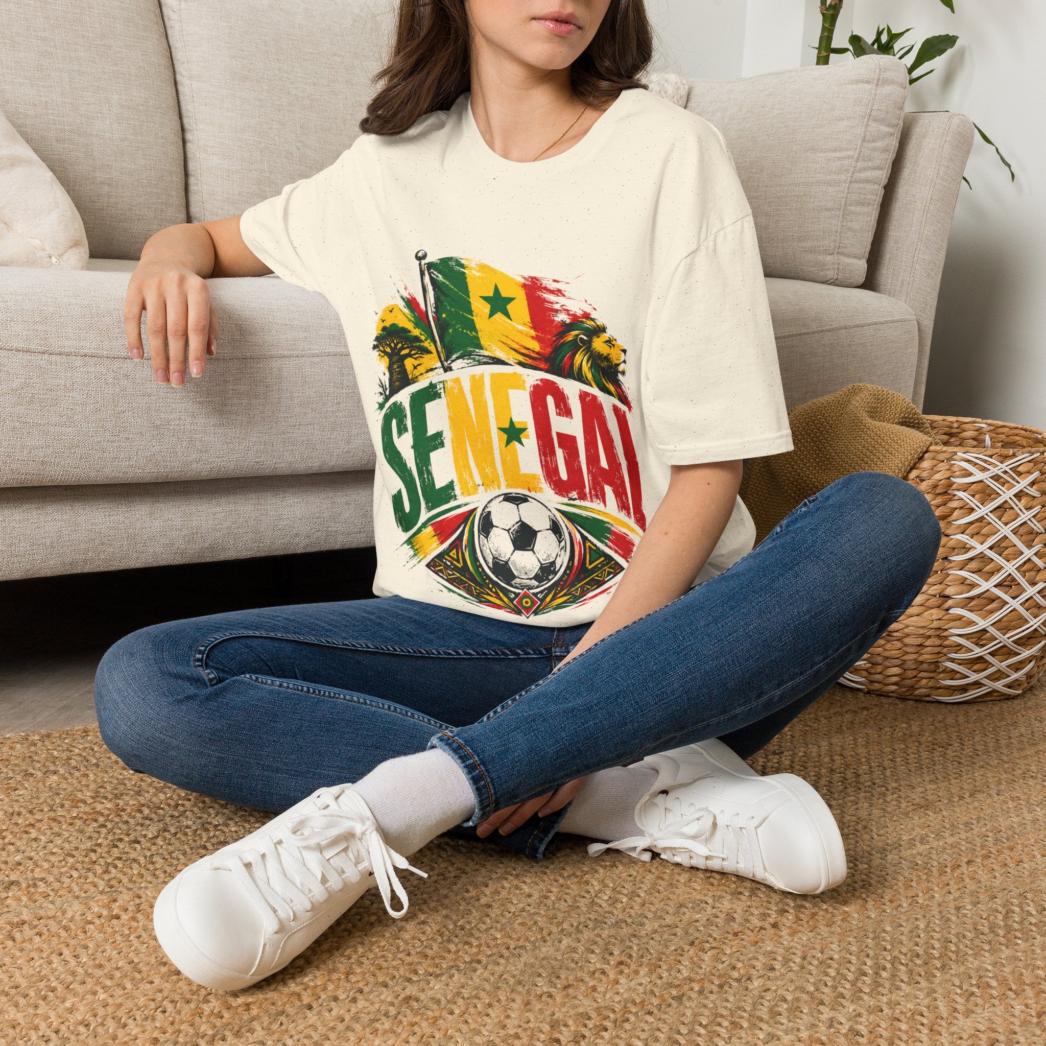 Senegal Flag Soccer T-Shirt — Lion & Football Pride Tee