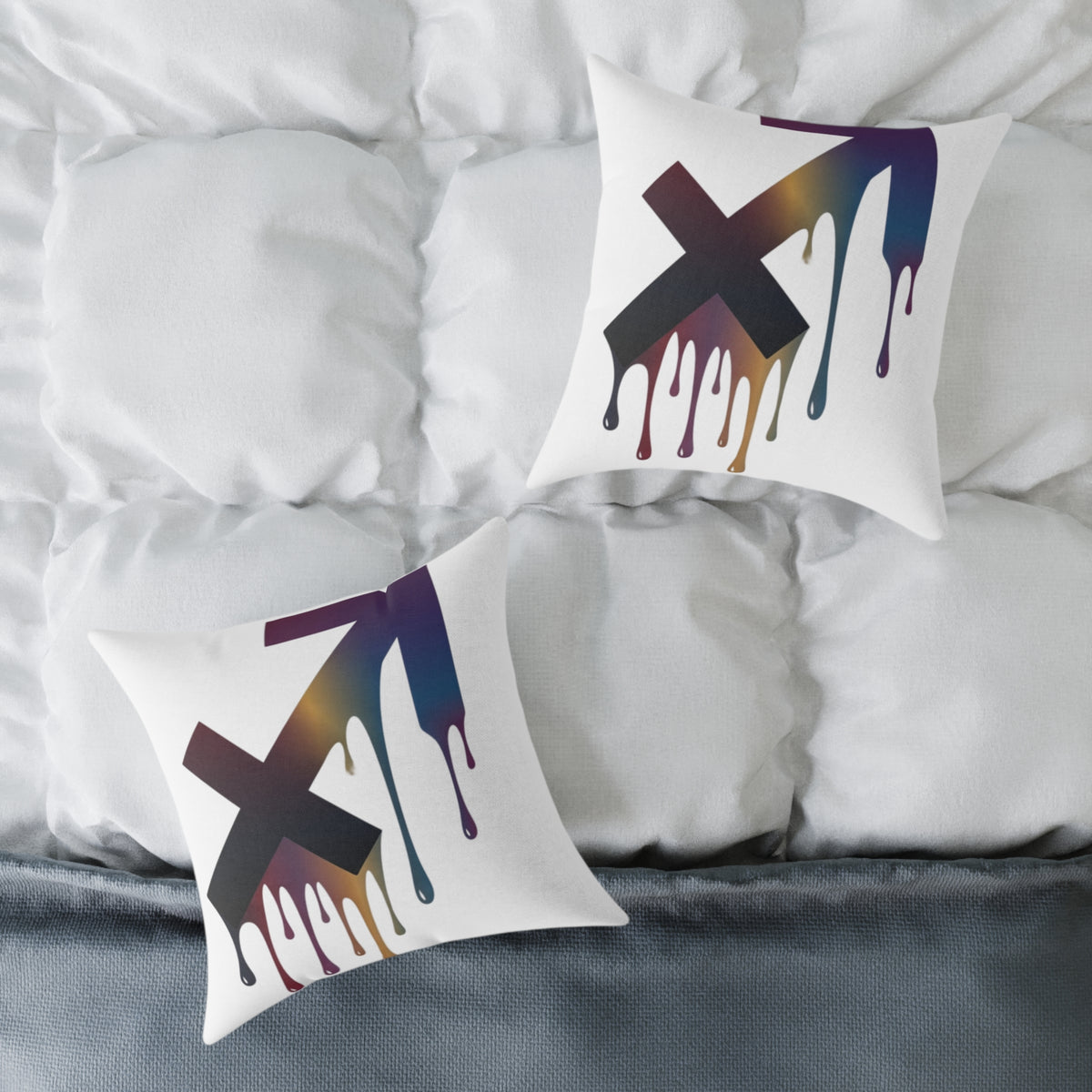 Dripping Sagittarius Zodiac Astrological Square Poly Canvas Pillow