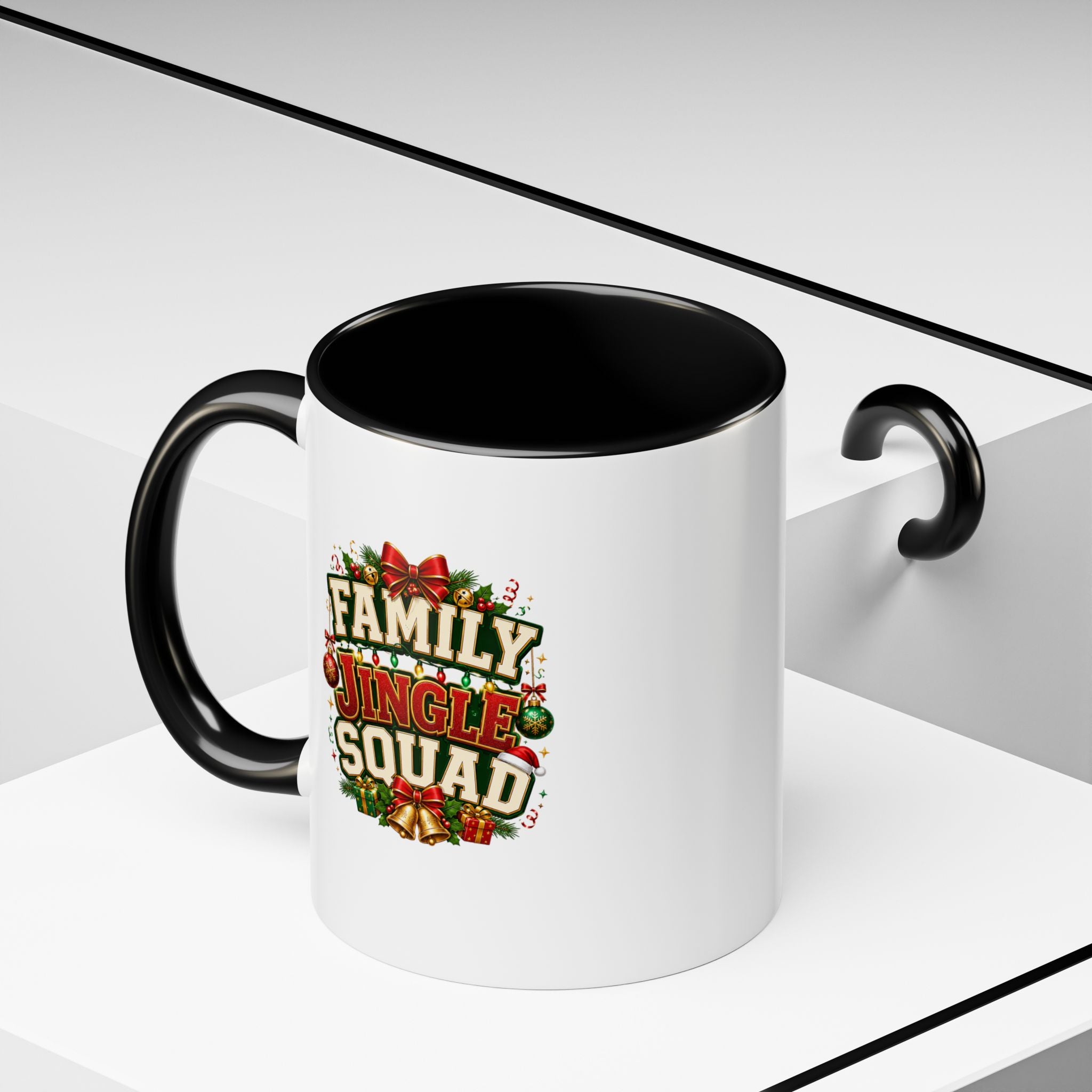 Family Jingle Squad Accent Coffee Mug — Christmas Holiday Coffee Cup