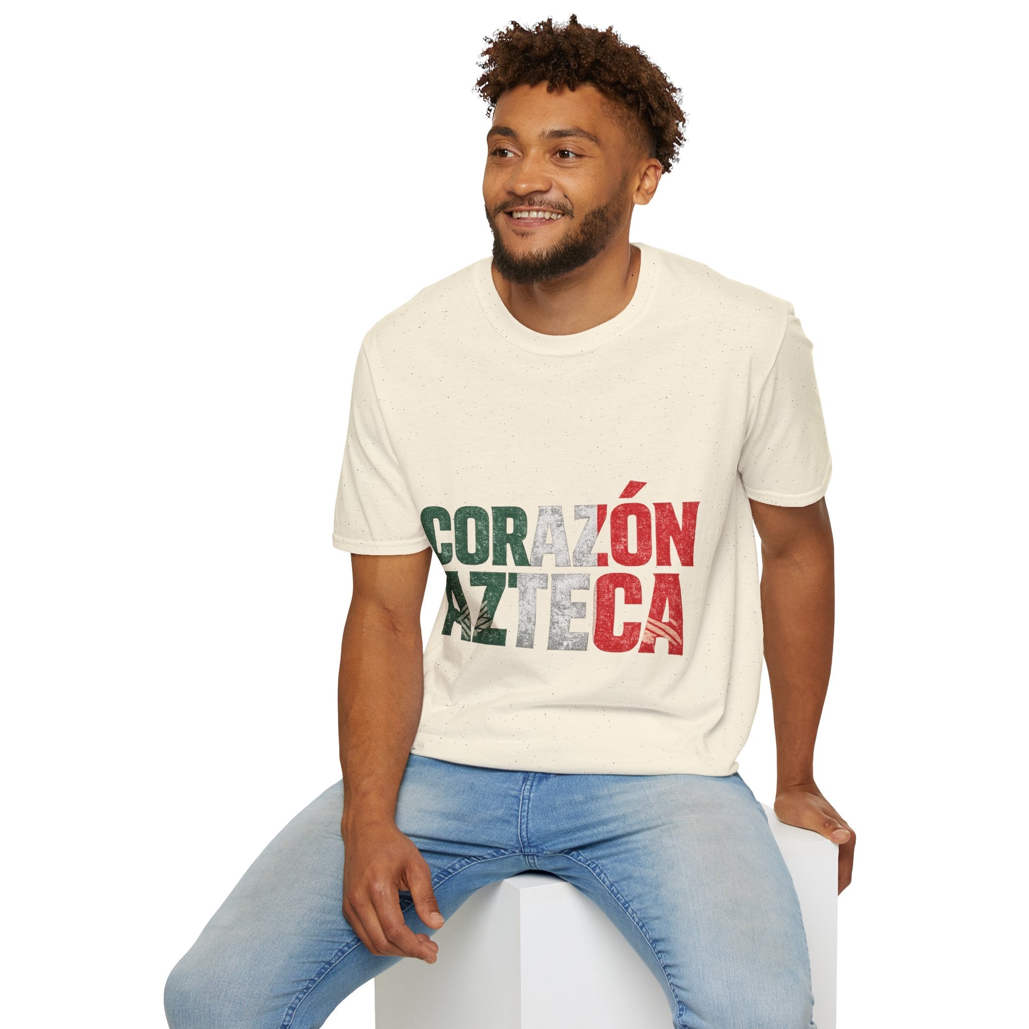 Mexico Corazón Azteca T-Shirt — Mexican Pride Flag Text Tee