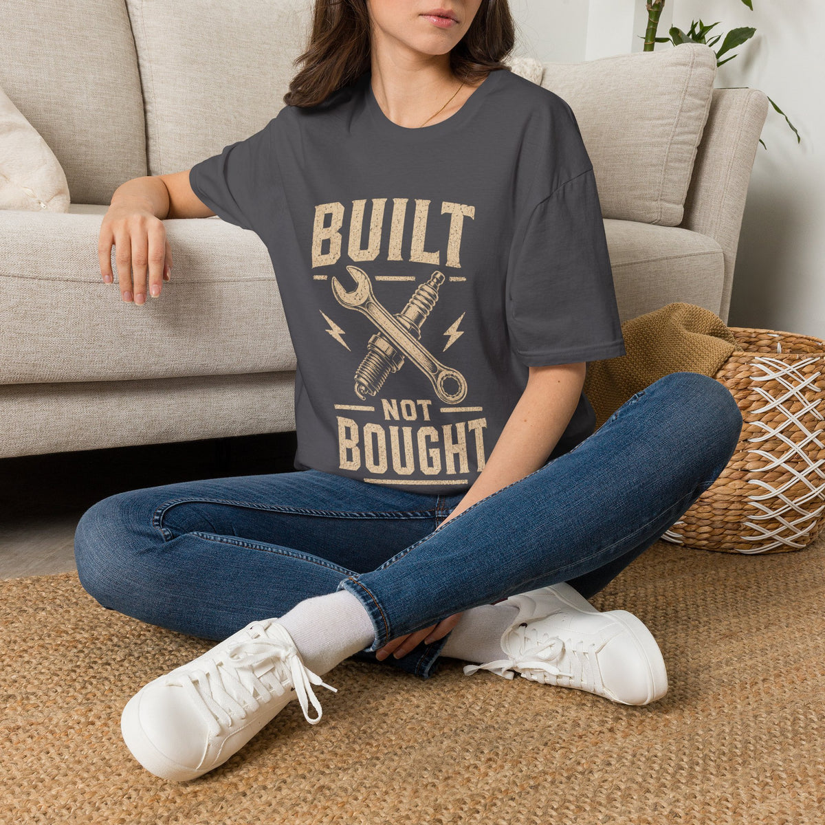 Built Not Bought T-Shirt — Vintage Mechanic DIY Garage Tee