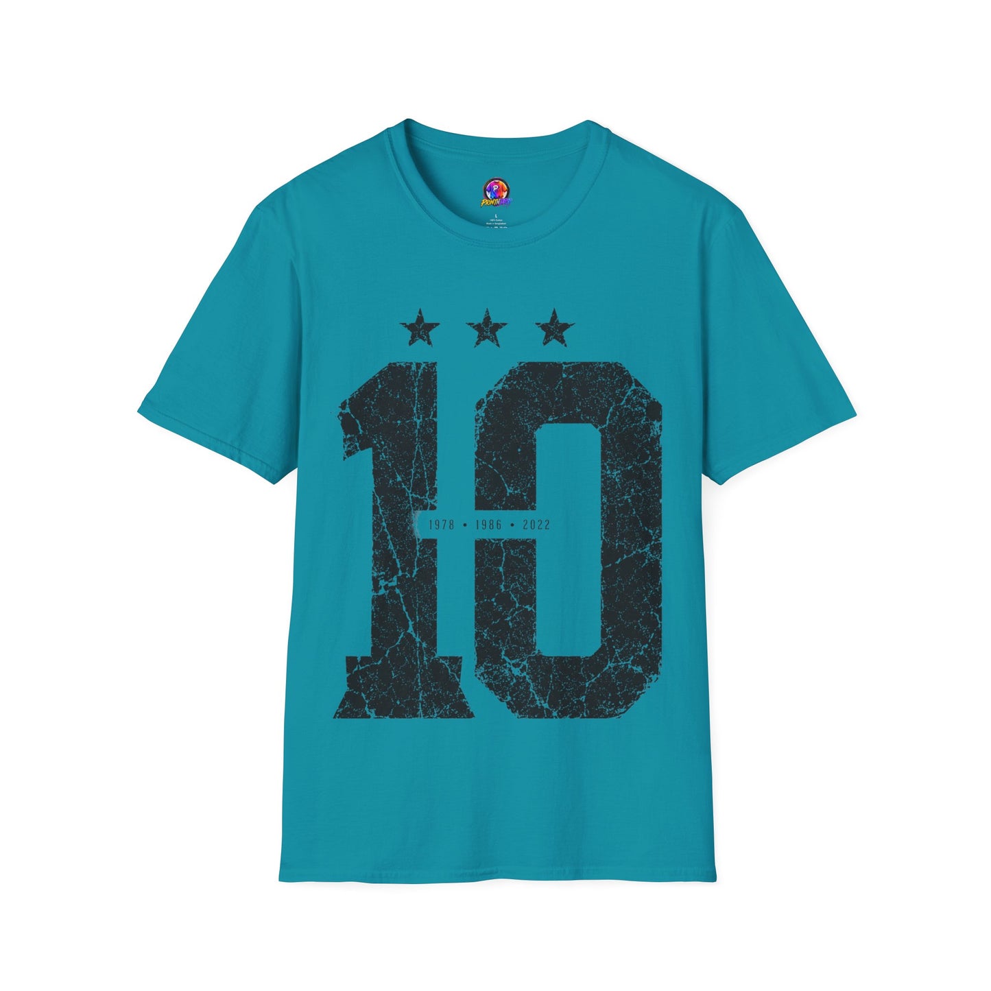 Vintage Argentina Worldcup winning No. 10 Jersey T-Shirt — Distressed Number Tee with Three Stars