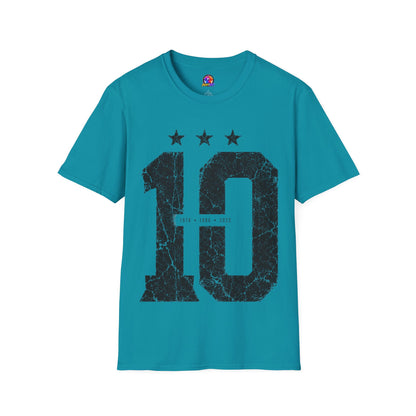 Vintage Argentina Worldcup winning No. 10 Jersey T-Shirt — Distressed Number Tee with Three Stars