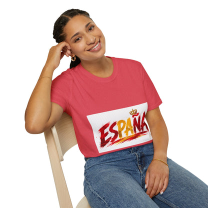 Spain  Graphic T-Shirt — Spanish Flag Brushstroke Design with Crown