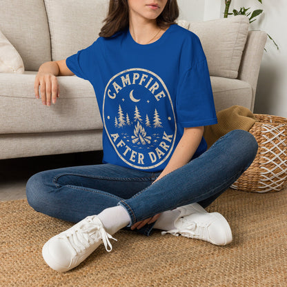 Campfire T-Shirt — 'Campfire After Dark' Vintage Moon & Trees Graphic