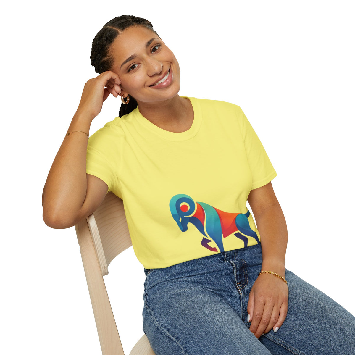 Aries Zodiac  Colorful Ram T-Shirt — Abstract Multicolor Aries Graphic Tee