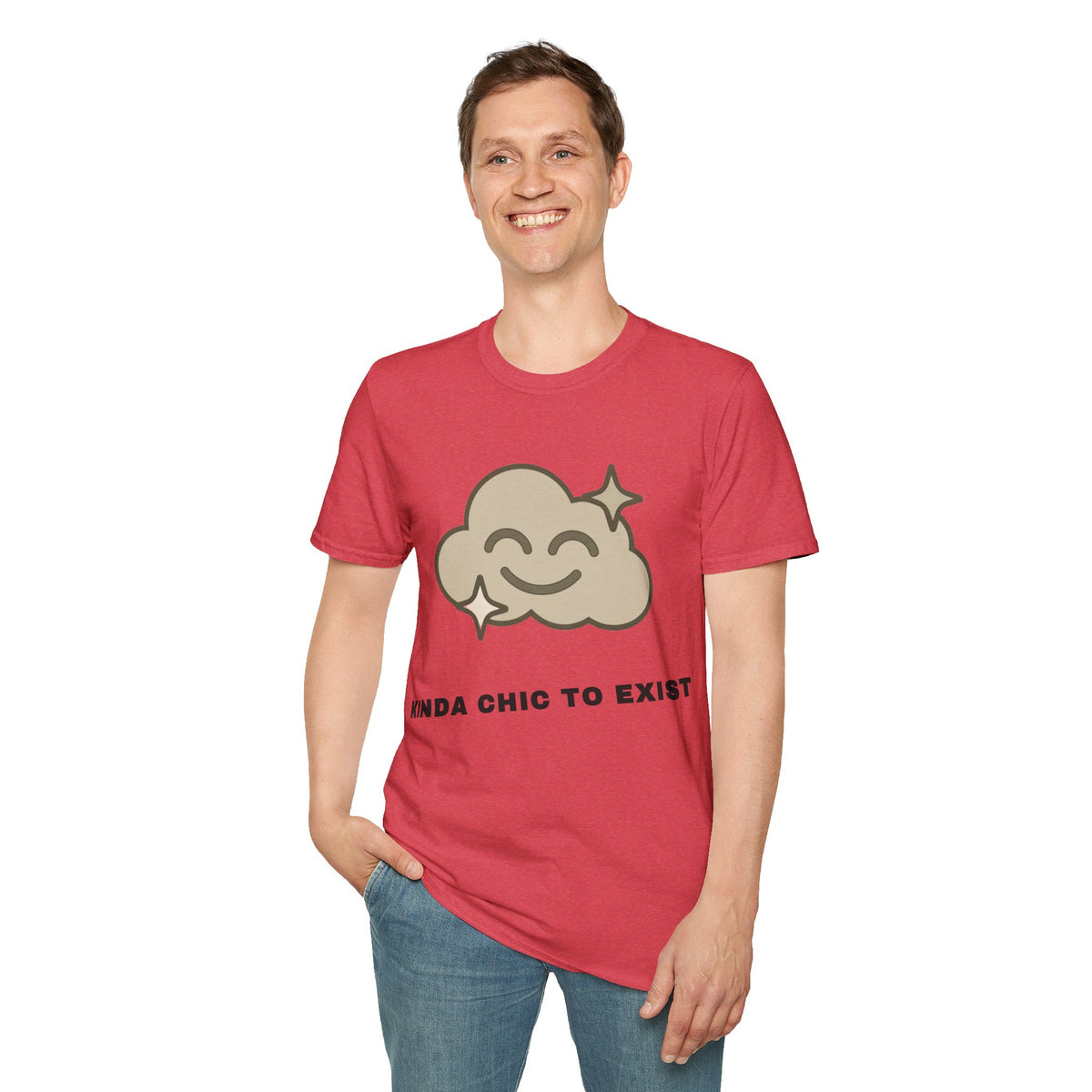 T-Shirt — "Kinda Chic to Exist" Smiling Cloud Graphic Tee - Trending Now - September 2026