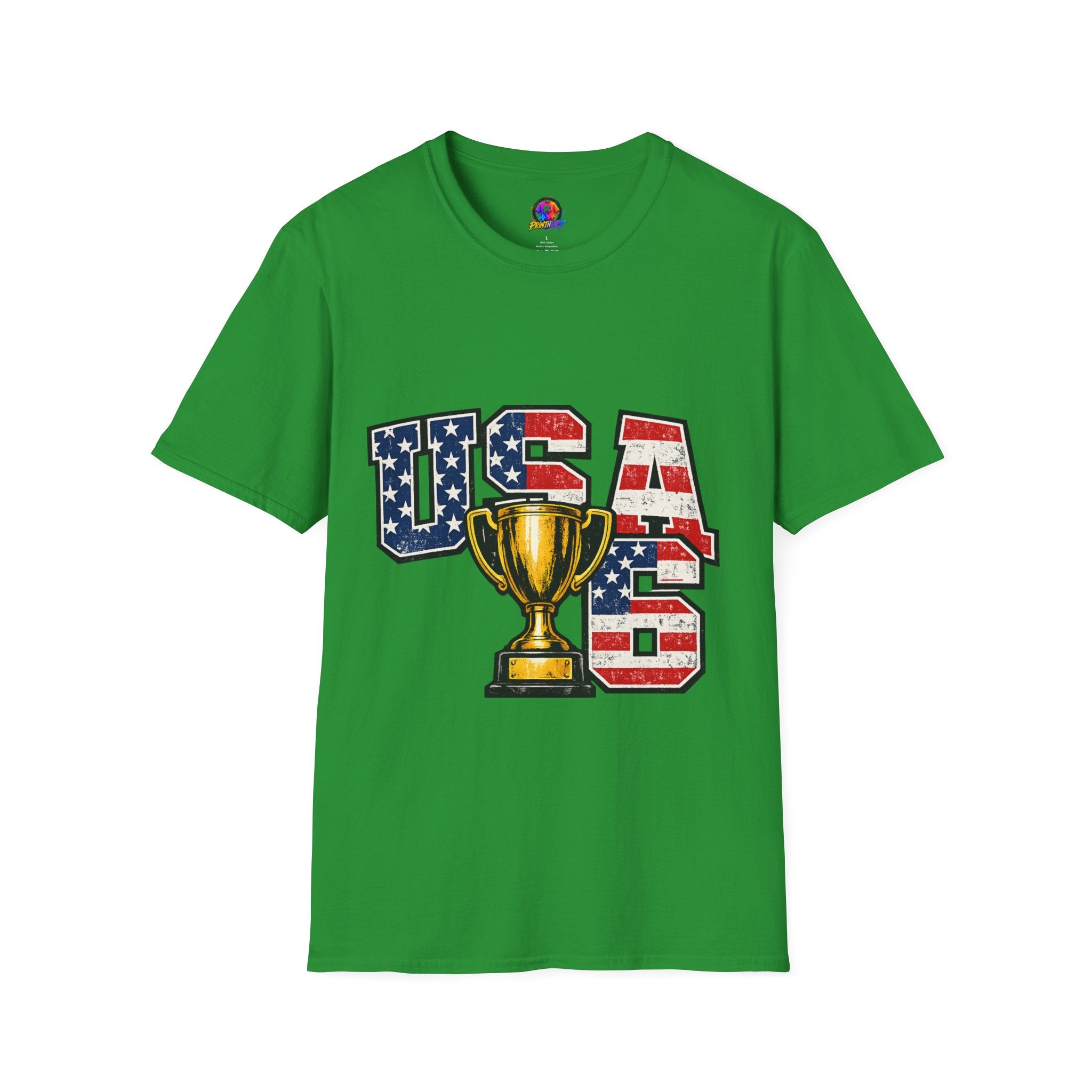 USA Trophy T-Shirt — Patriotic American Flag Graphic Tee