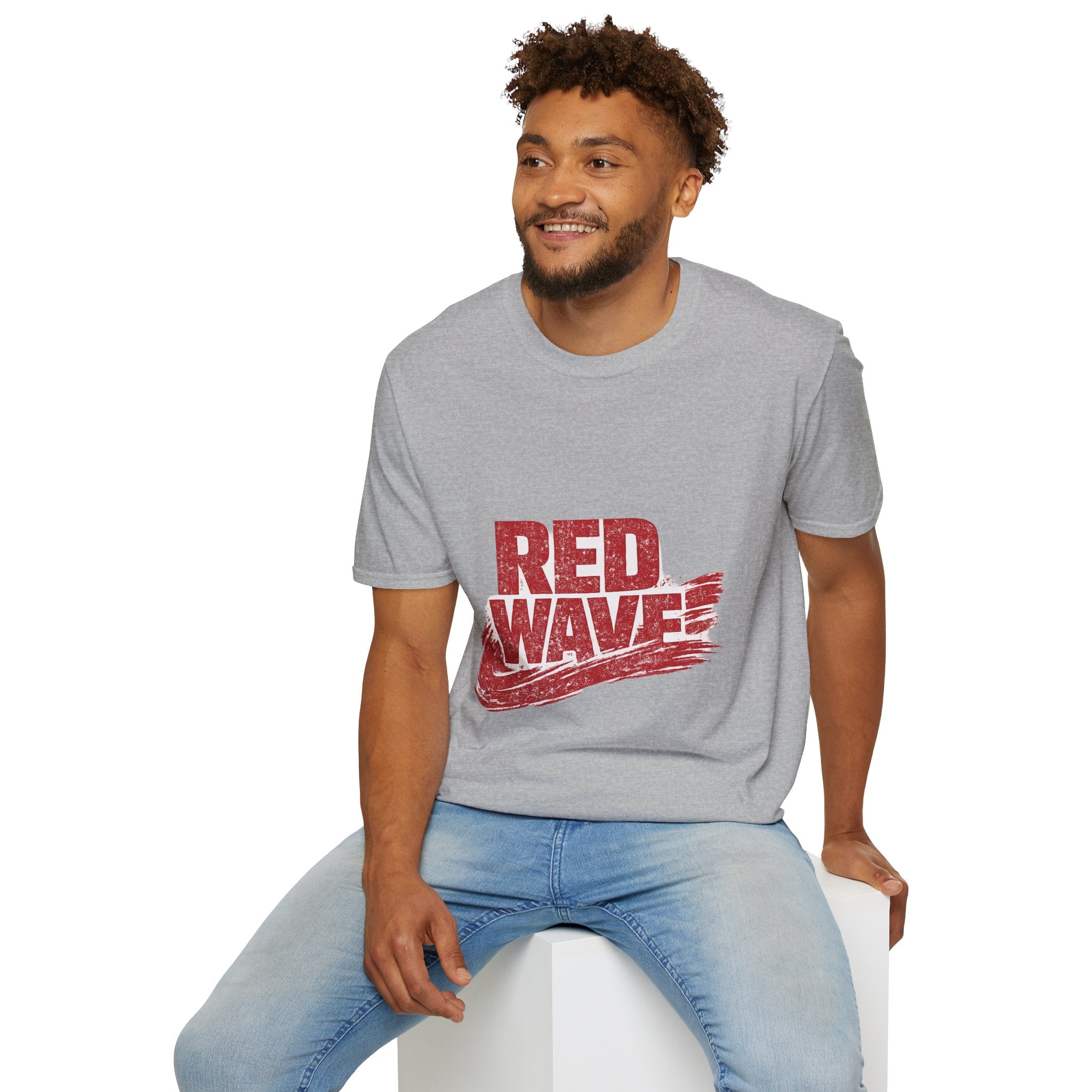 South Korea Red Wave Graphic T‑Shirt — Vintage Distressed Logo Tee