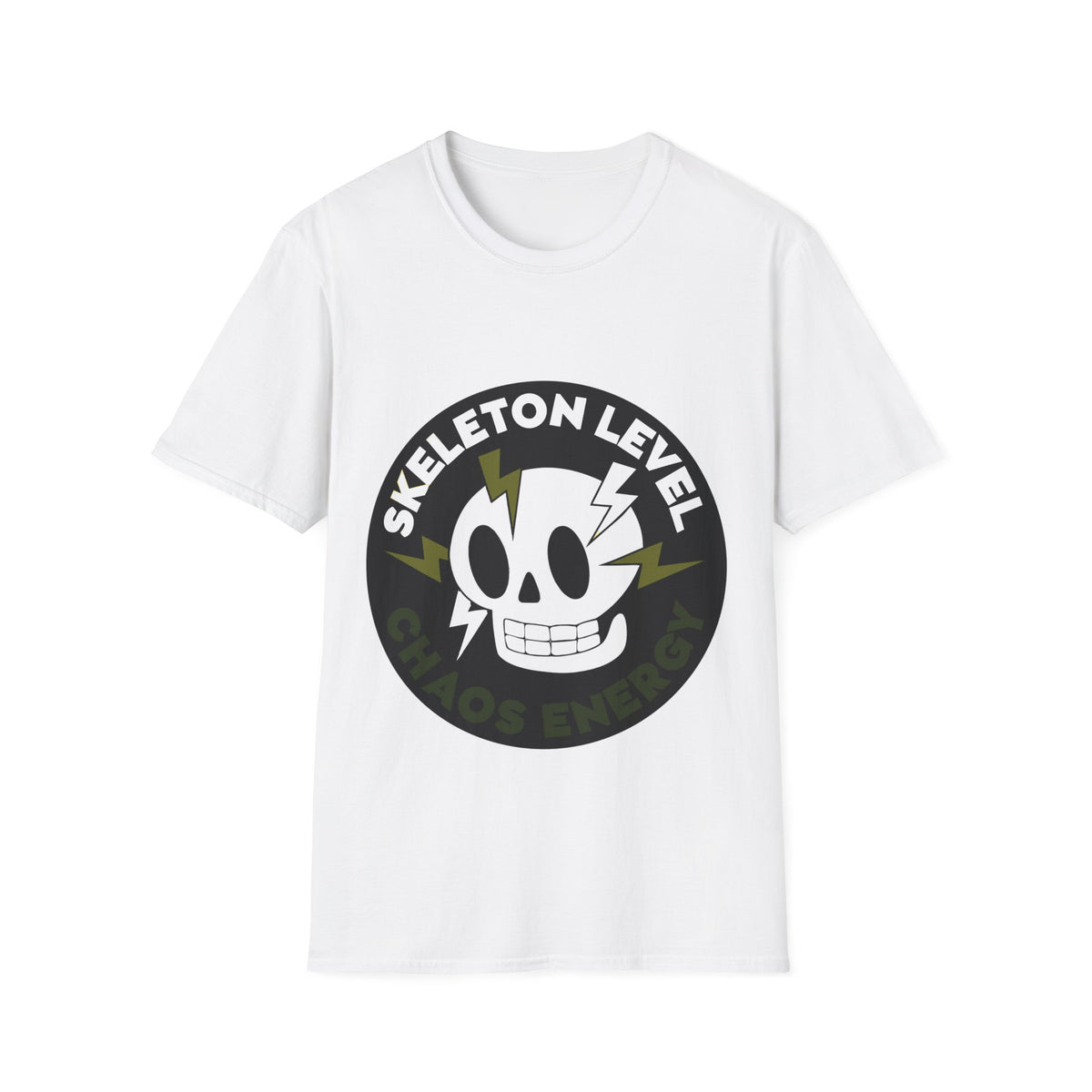 Skeleton Level Chaos Energy Circular Emblem Tee - Cute Spooky Goth Graphic T-Shirt - Trending Now - September 2026