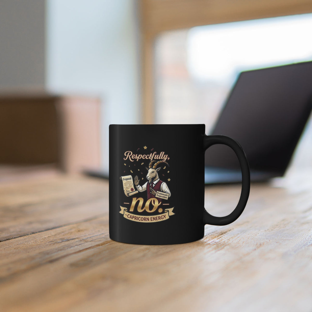Capricorn Mug — "Respectfully, No" Zodiac Goat Coffee Cup 11oz