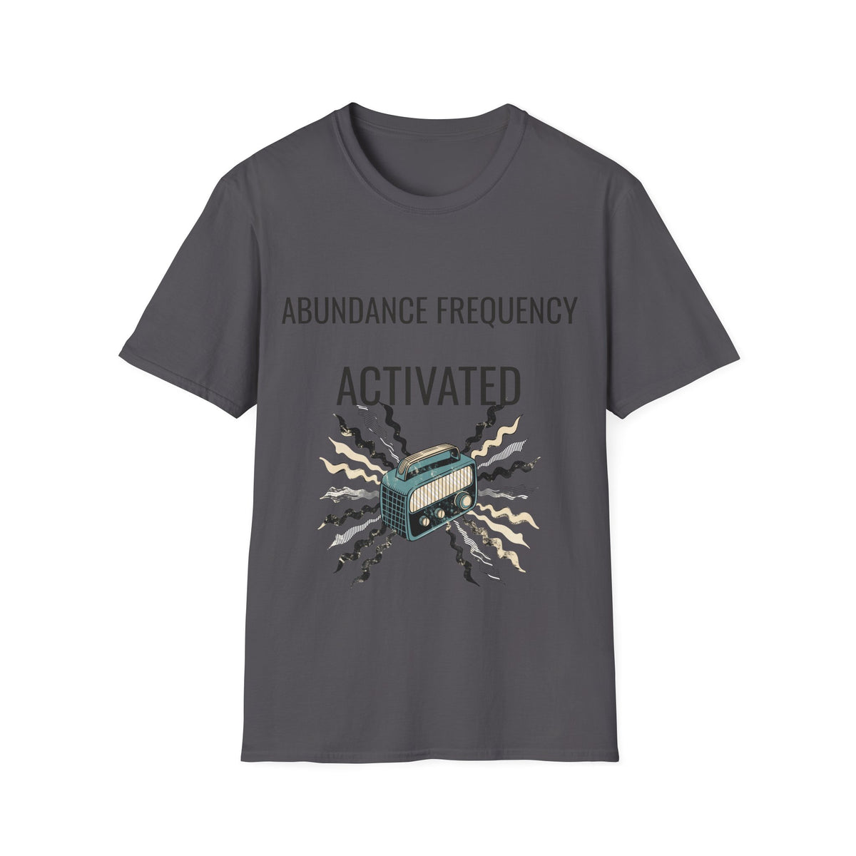 "Abundance Frequency Activated" Retro Radio Tee - Aesthetic Law Of Attraction Manifest White T-Shirt - Trending Now - September 2026