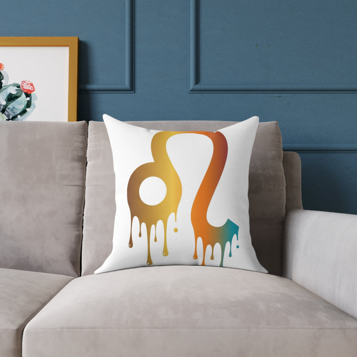 Leo Zodiac Dripping Astrological Square Poly Canvas Pillow