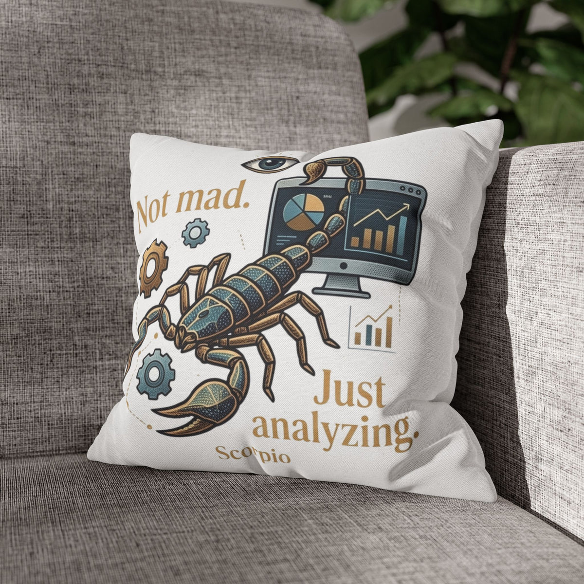 Scorpio Pillowcase - "Not Mad. Just Analyzing." Astrology Scorpion Decorative Pillow