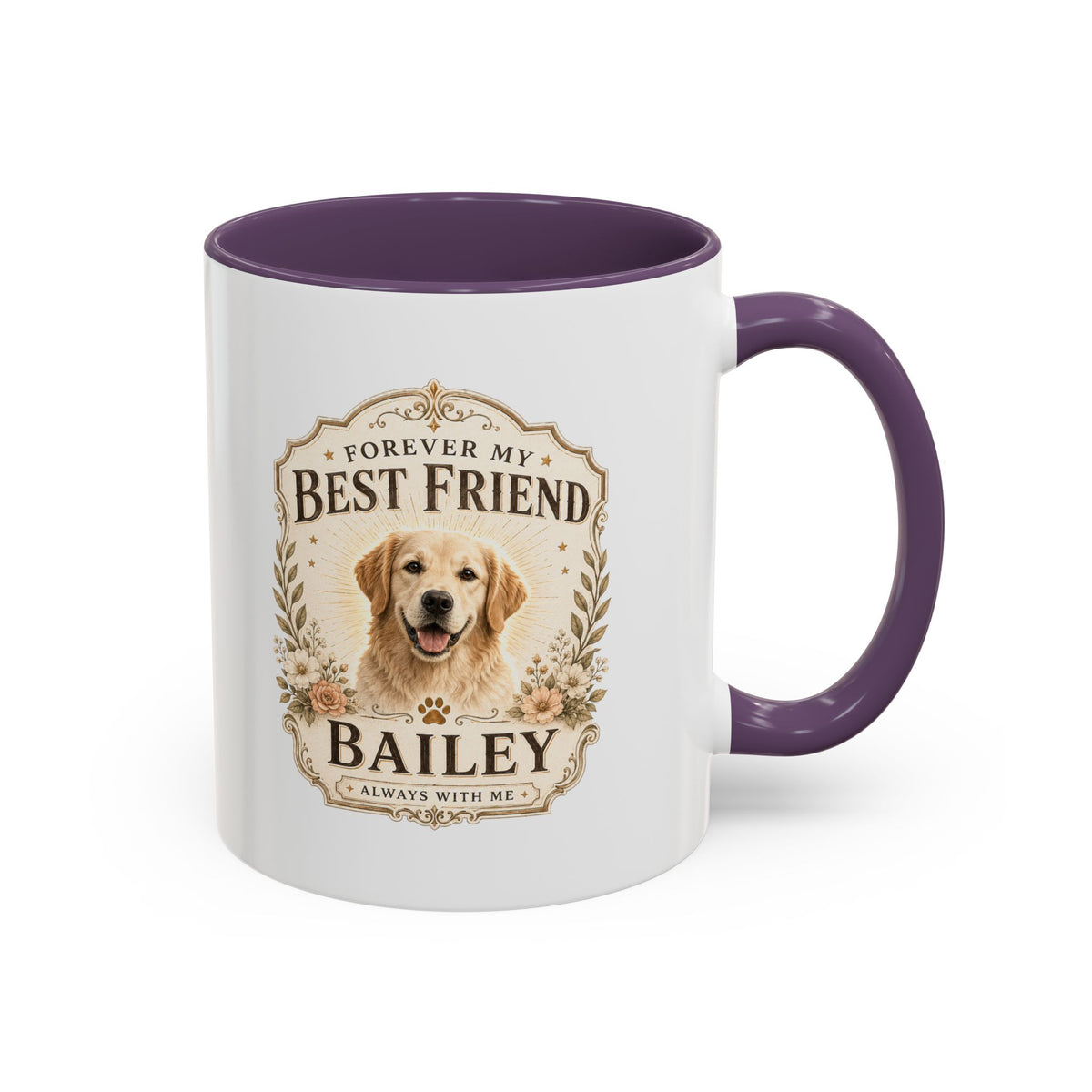 Milo Bailey Dog Dad Mom Forever My Best Friend Dog Coffee Mug — Personalized Pet Name Accent Mug