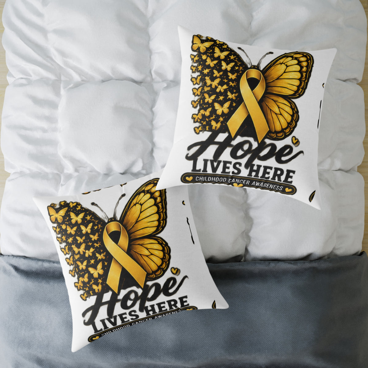 Childhood Cancer Hope Lives Here Butterfly Awareness Pillow