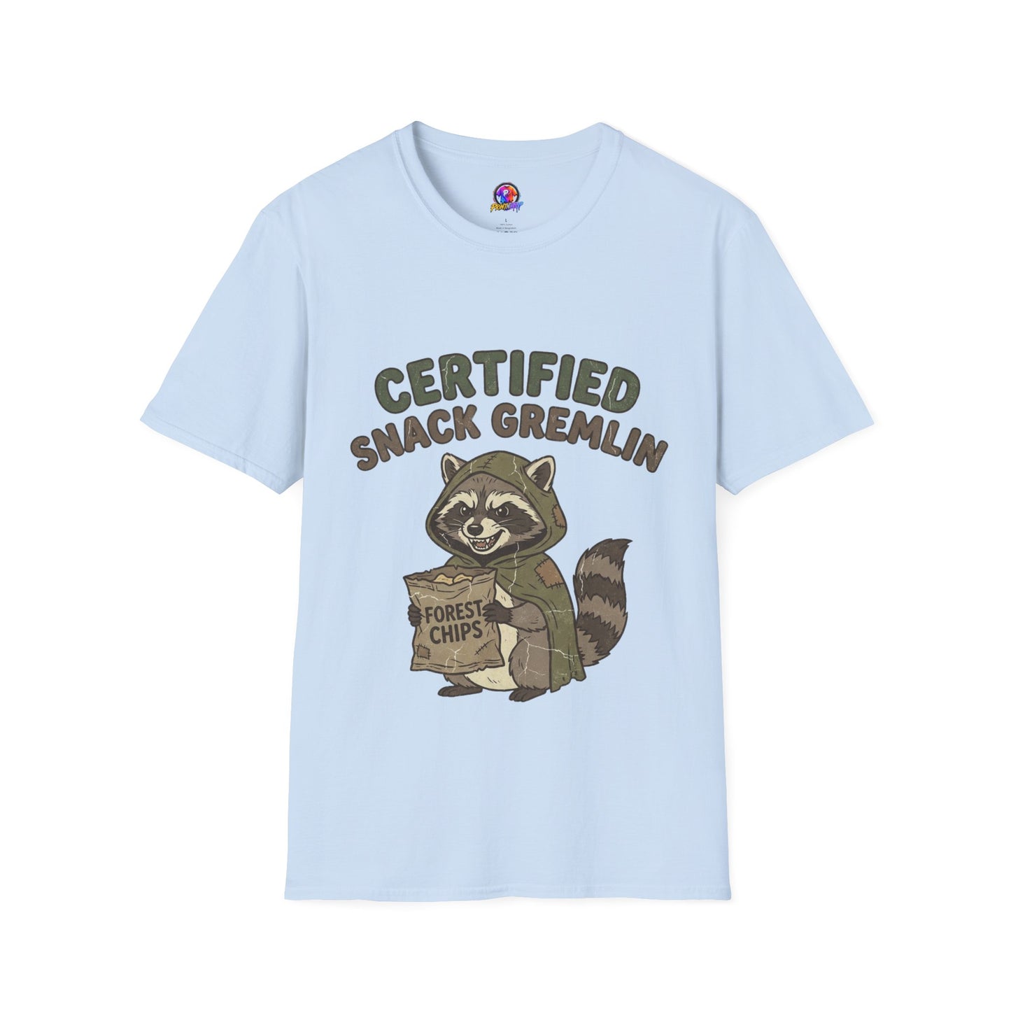 Certified Snack Gremlin T-Shirt — Funny Raccoon Snack Lover Tee