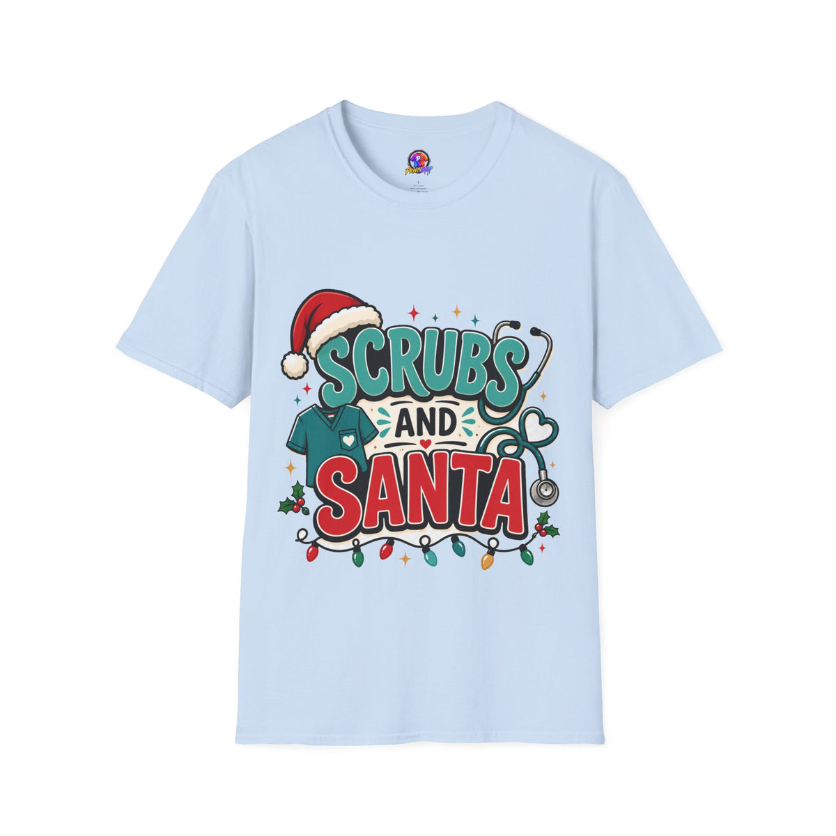 Scrubs and Santa Christmas T-Shirt — Cute Holiday Nurse Tee