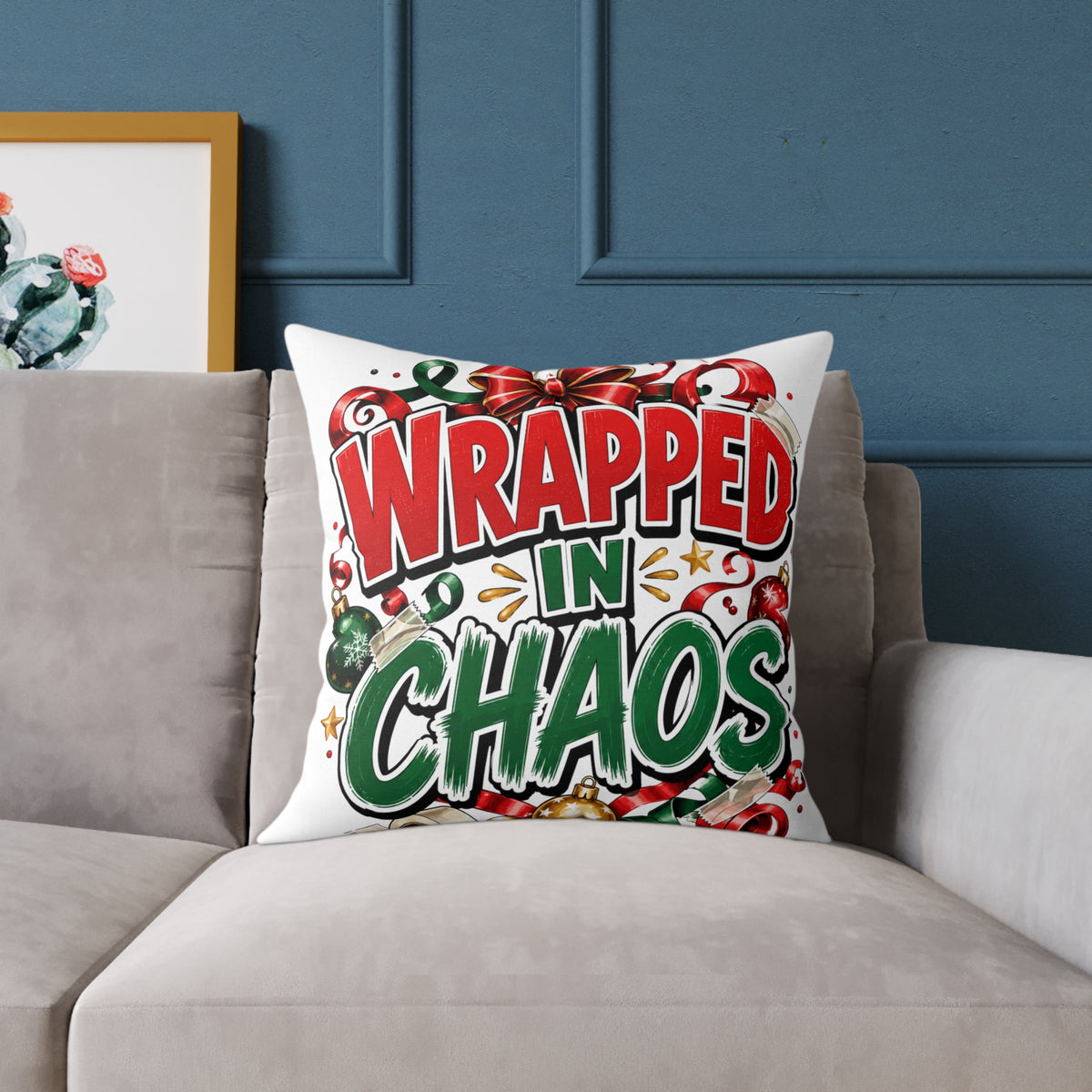Christmas Wrapped in Chaos Holiday Throw Pillow