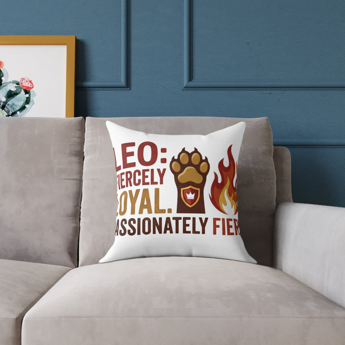 Leo Zodiac Fiercely Loyal Square Poly Canvas Pillow