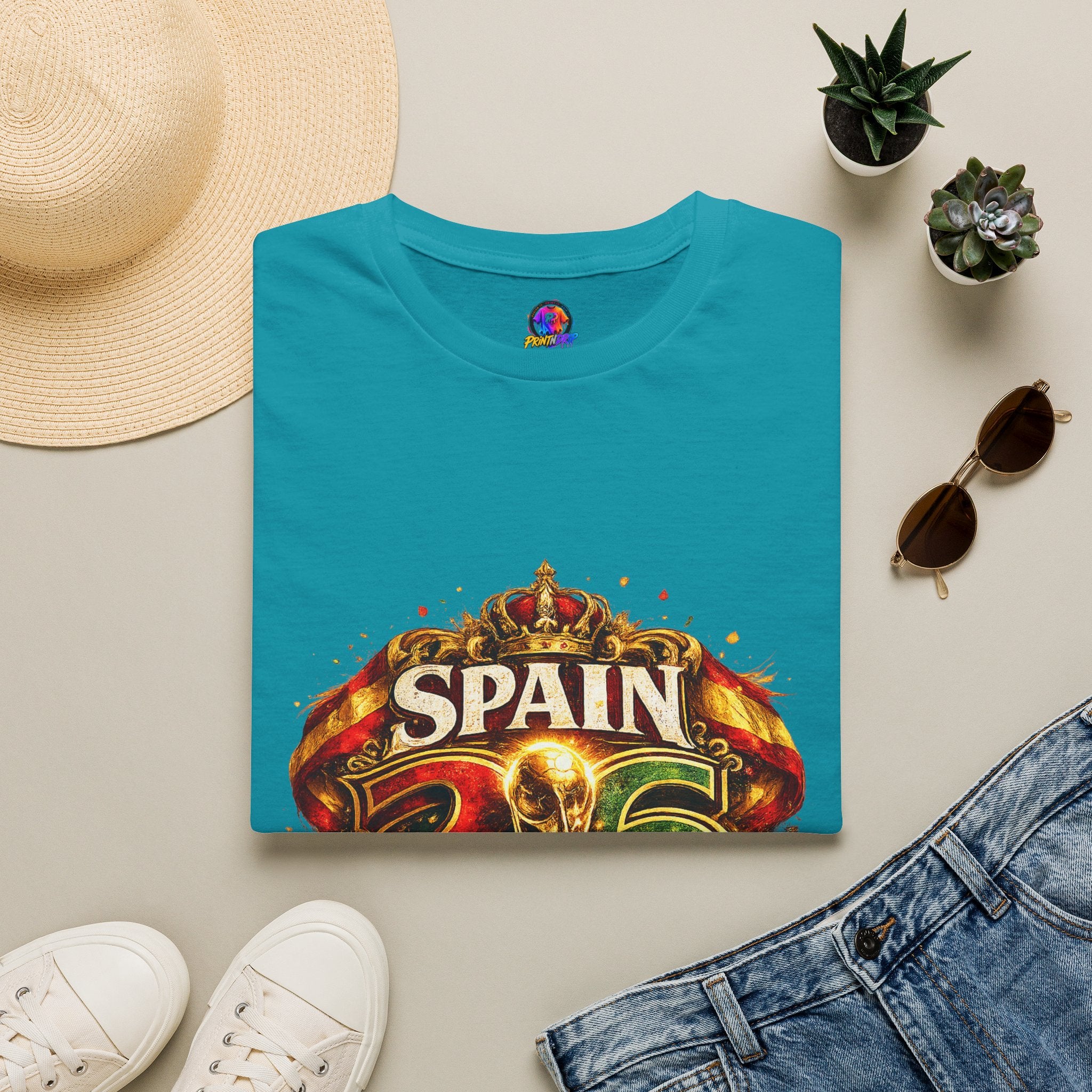 Spain 26 Graphic T-Shirt — Vintage Crowned Soccer Fan Tee