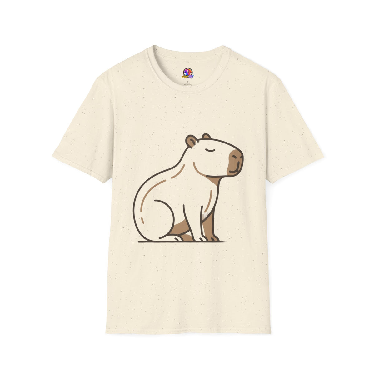 Cute Relaxed Capybara T-Shirt — Minimal Cartoon Capybara Graphic Tee