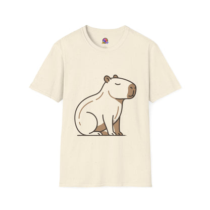 Cute Relaxed Capybara T-Shirt — Minimal Cartoon Capybara Graphic Tee