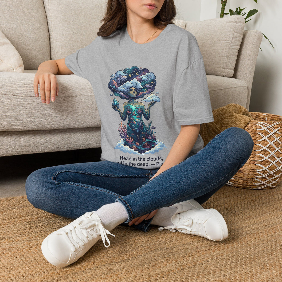 Dreamscape Goddess T-Shirt — 'Head in the Clouds' Surreal Art Tee