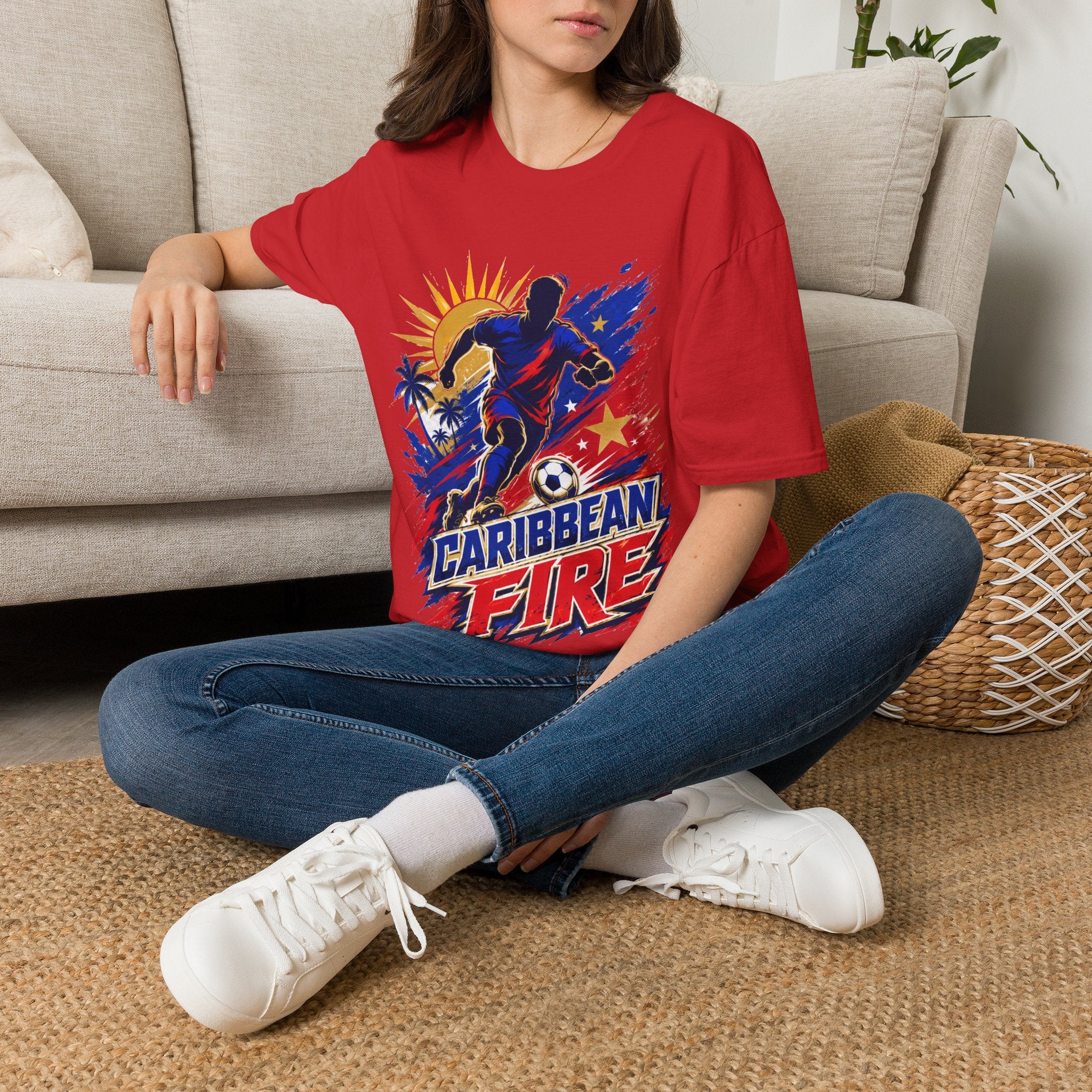 Haiti Soccer T-Shirt — Caribbean Fire Graphic Tee