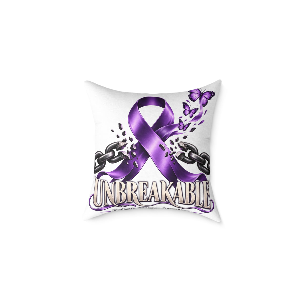Domestic Violence Unbreakable Purple Ribbon Throw Pillow