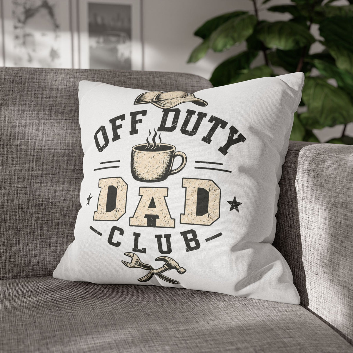 Throw Pillowcase — "Off Duty Dad Club" Decorative Pillowcase Milo Bailey Dog Dad Mom