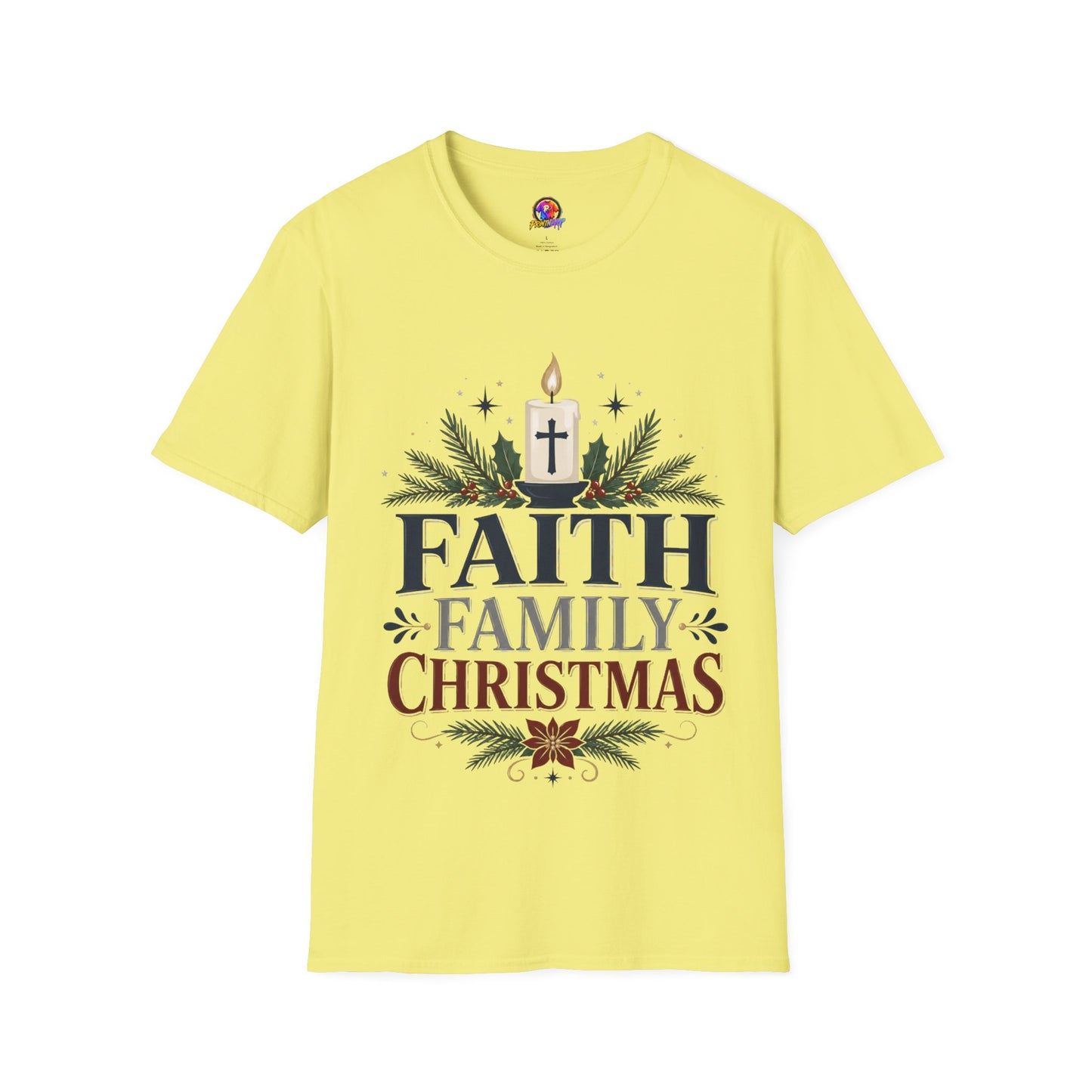 Christmas Faith T-Shirt — "Faith, Family, Christmas" Religious Holiday Tee