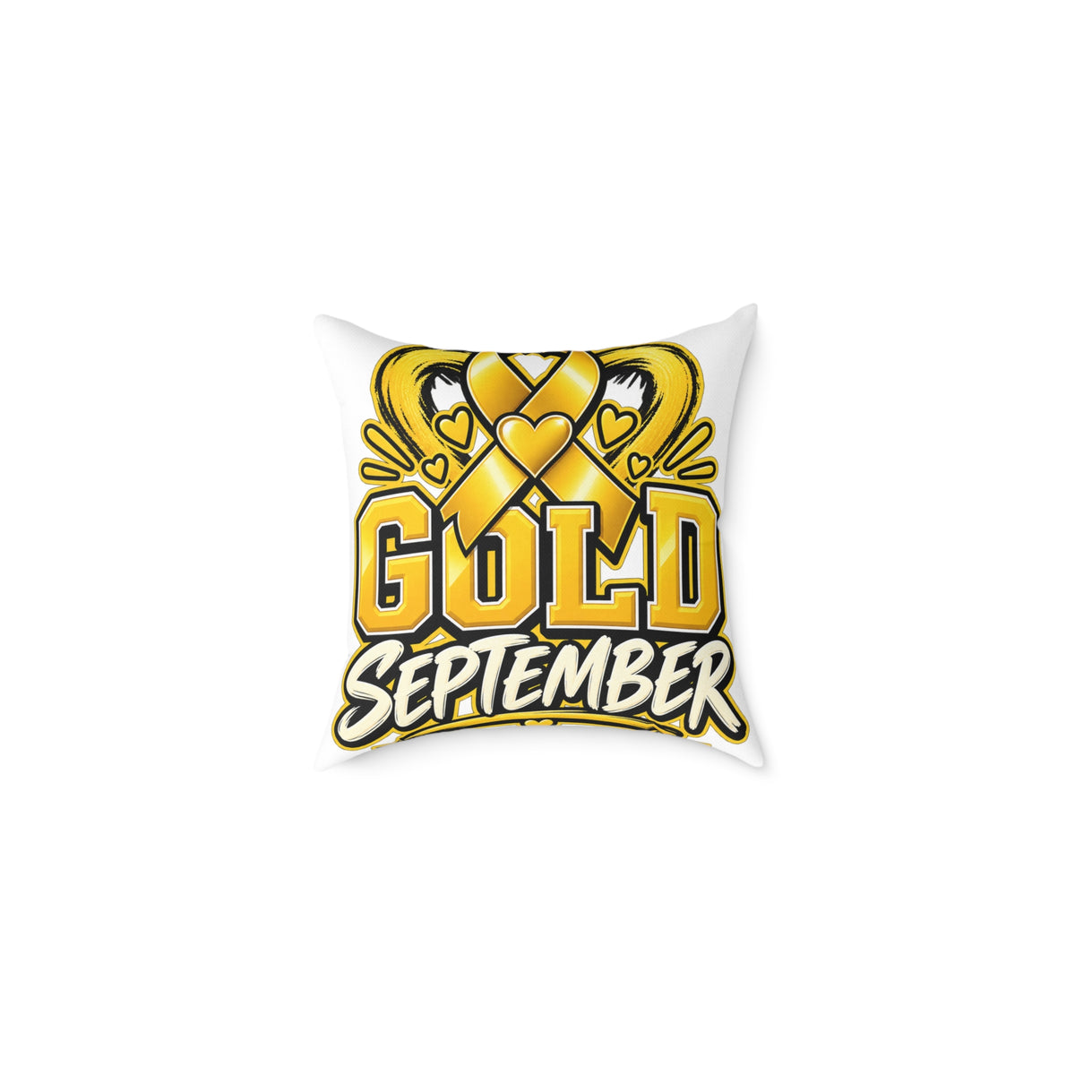 Gold September Pillow — Childhood Cancer Awareness Decorative Throw Pillow