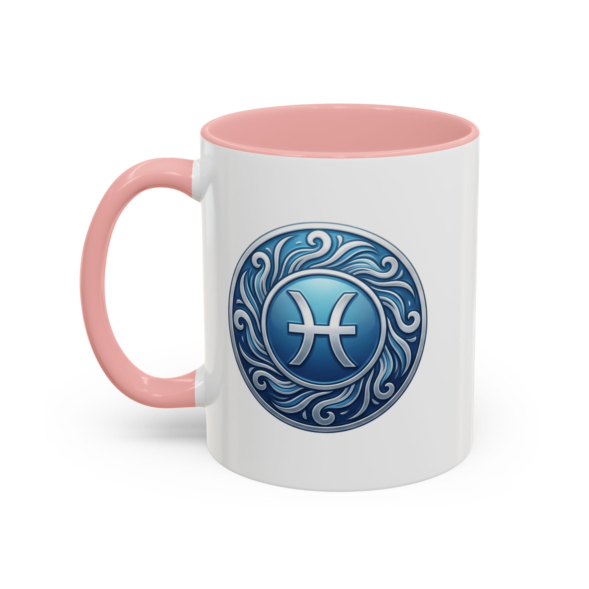 Pisces Zodiac Coffee Mug — Blue Astrological Symbol Accent Mug